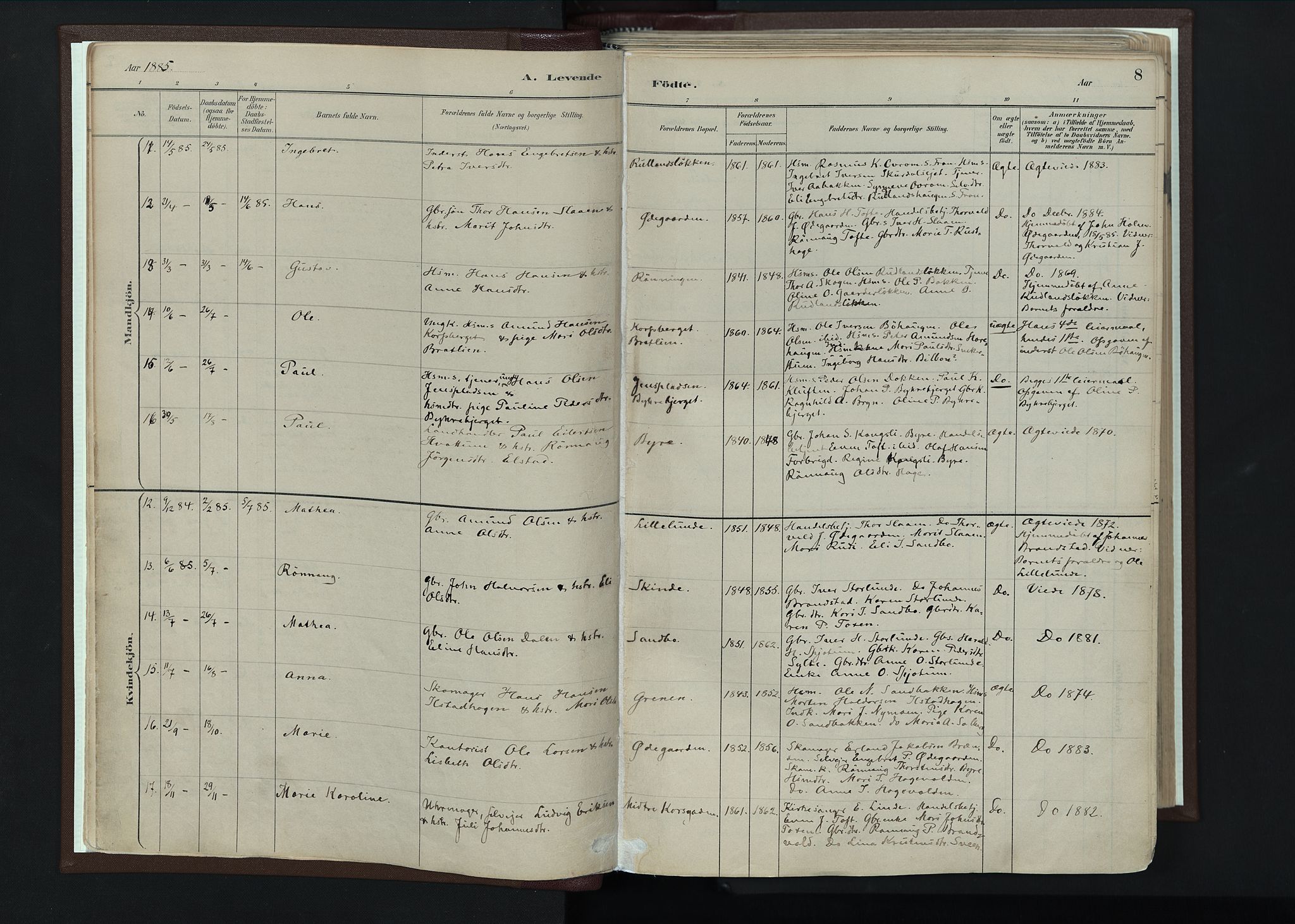 Nord-Fron prestekontor, SAH/PREST-080/H/Ha/Haa/L0004: Parish register (official) no. 4, 1884-1914, p. 8