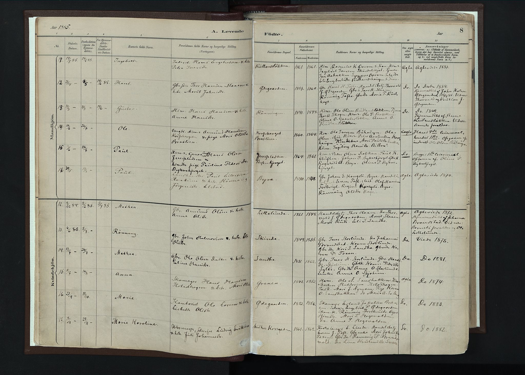 Nord-Fron prestekontor, AV/SAH-PREST-080/H/Ha/Haa/L0004: Parish register (official) no. 4, 1884-1914, p. 8