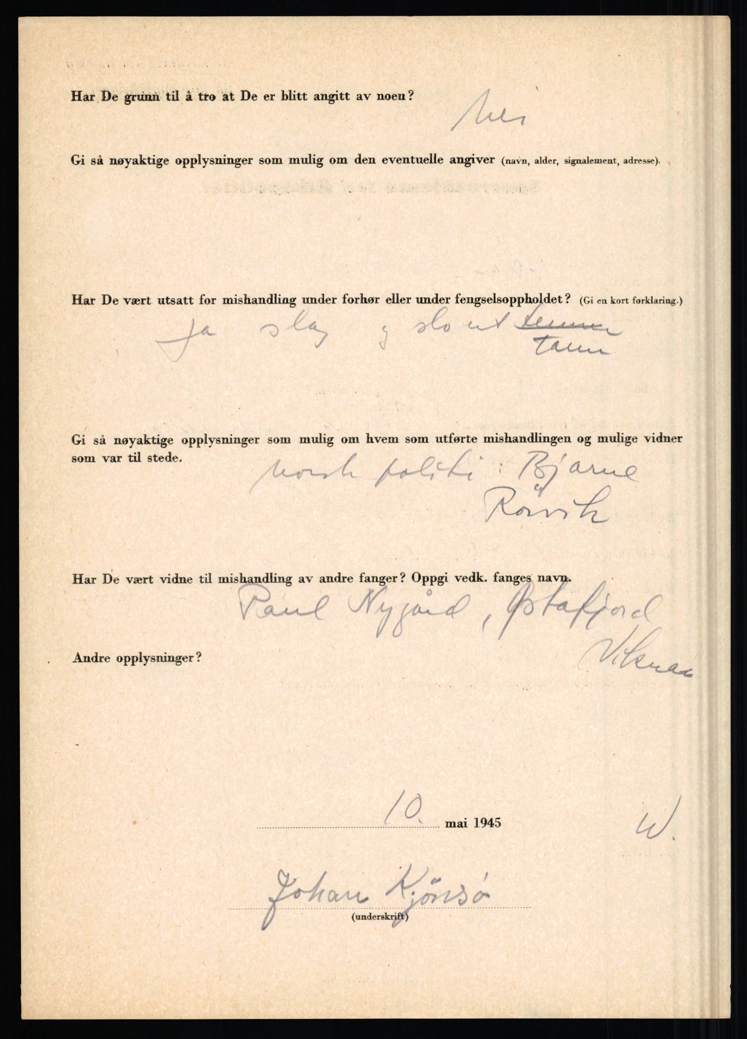 Rikspolitisjefen, AV/RA-S-1560/L/L0009: Karlsen, Aksel Emanuel - Kristiansen, Øivind Vetre, 1940-1945, p. 360