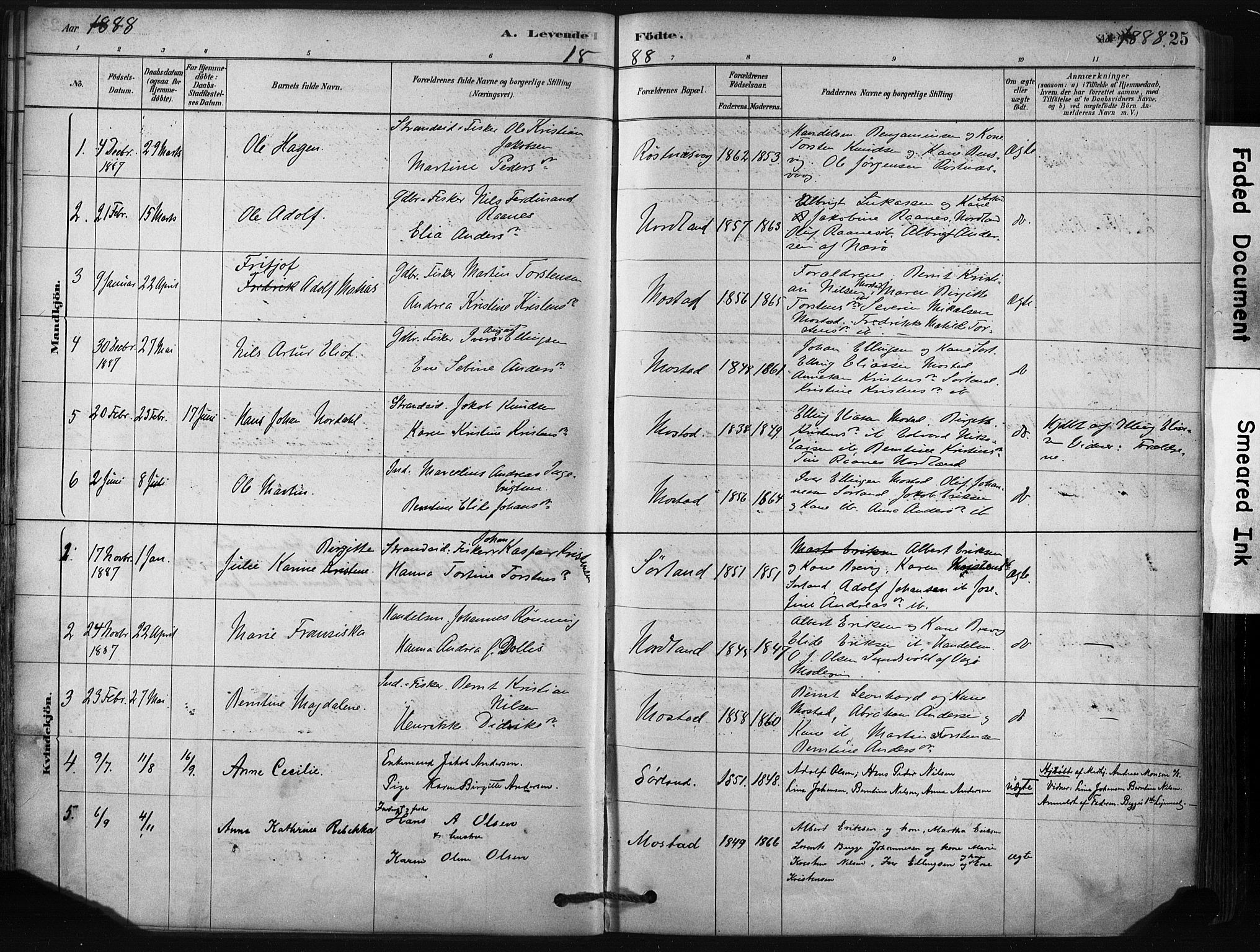 Ministerialprotokoller, klokkerbøker og fødselsregistre - Nordland, AV/SAT-A-1459/807/L0122: Parish register (official) no. 807A05, 1880-1902, p. 25