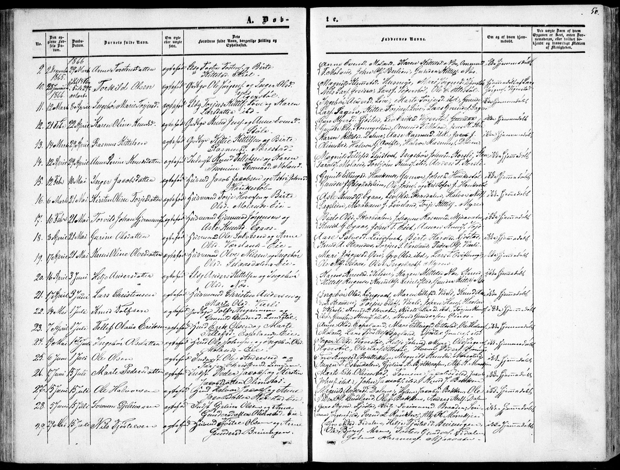Gjerstad sokneprestkontor, AV/SAK-1111-0014/F/Fa/Fab/L0003: Parish register (official) no. A 3, 1853-1878, p. 50