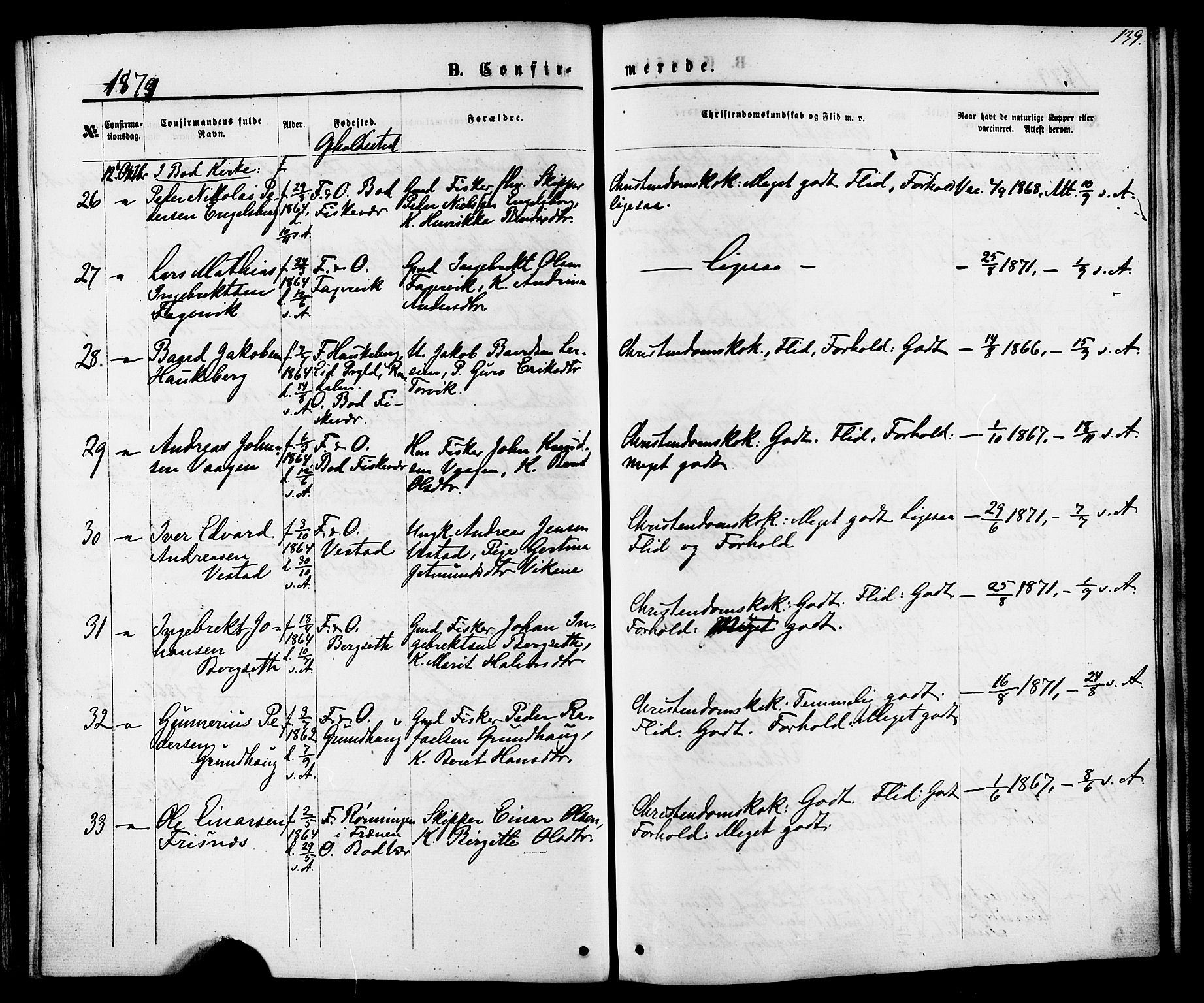 Ministerialprotokoller, klokkerbøker og fødselsregistre - Møre og Romsdal, AV/SAT-A-1454/566/L0768: Parish register (official) no. 566A07, 1869-1881, p. 139