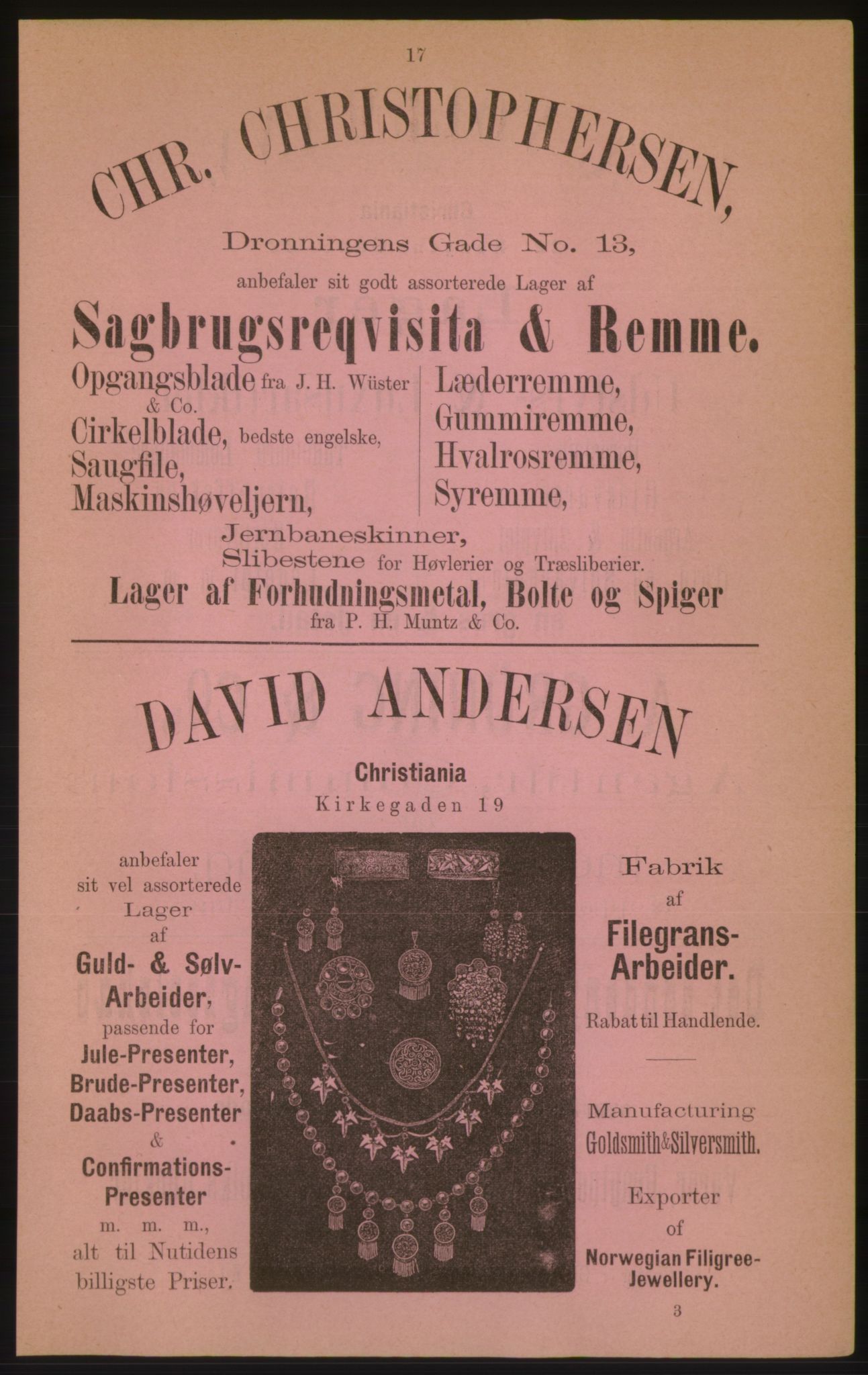 Kristiania/Oslo adressebok, PUBL/-, 1882, p. 17