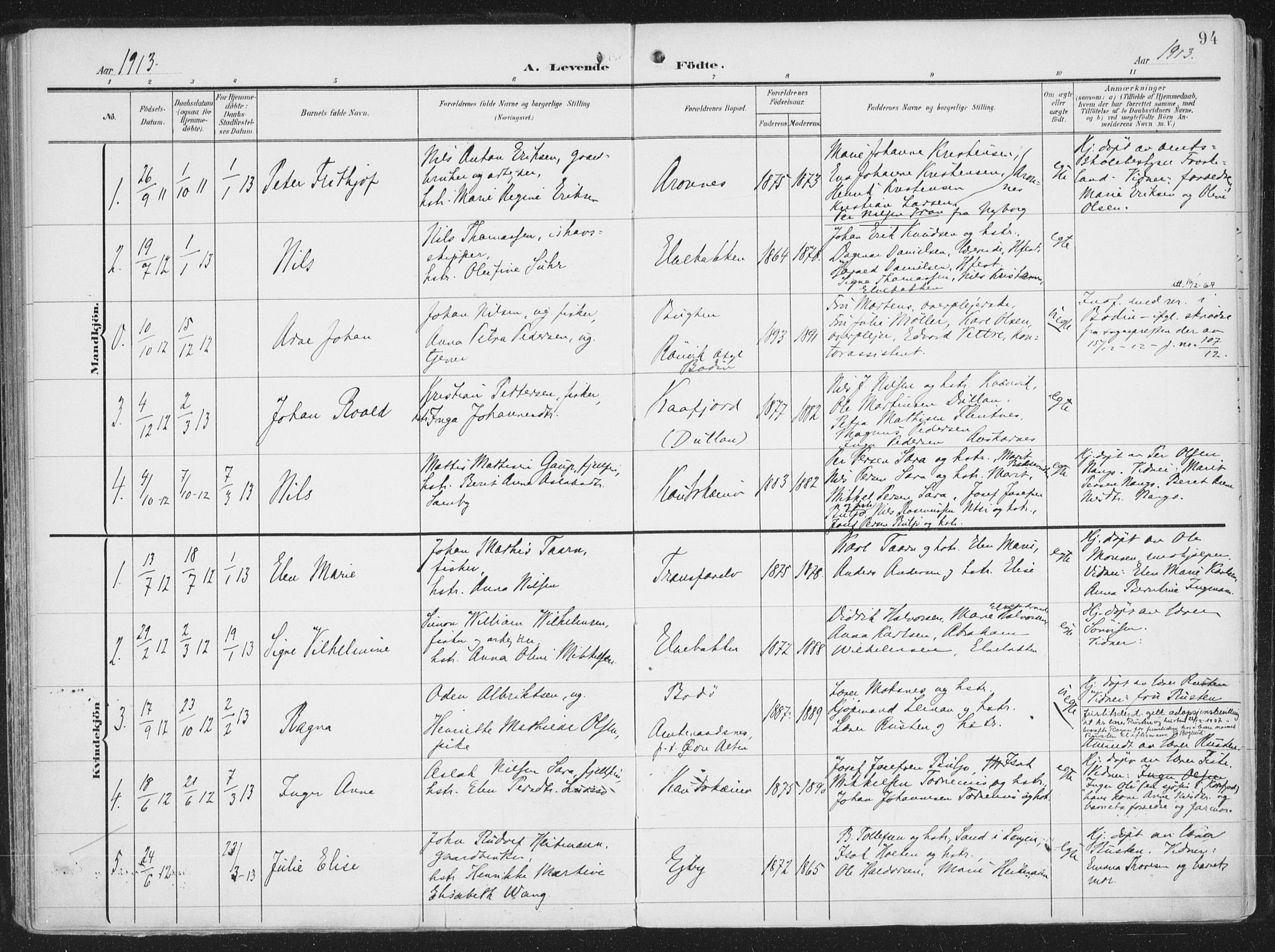 Alta sokneprestkontor, SATØ/S-1338/H/Ha/L0005.kirke: Parish register (official) no. 5, 1904-1918, p. 94