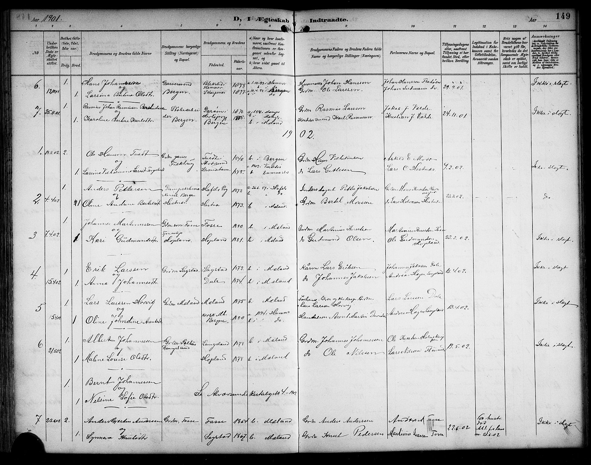 Alversund Sokneprestembete, SAB/A-73901/H/Ha/Hab: Parish register (copy) no. C 4, 1894-1924, p. 149