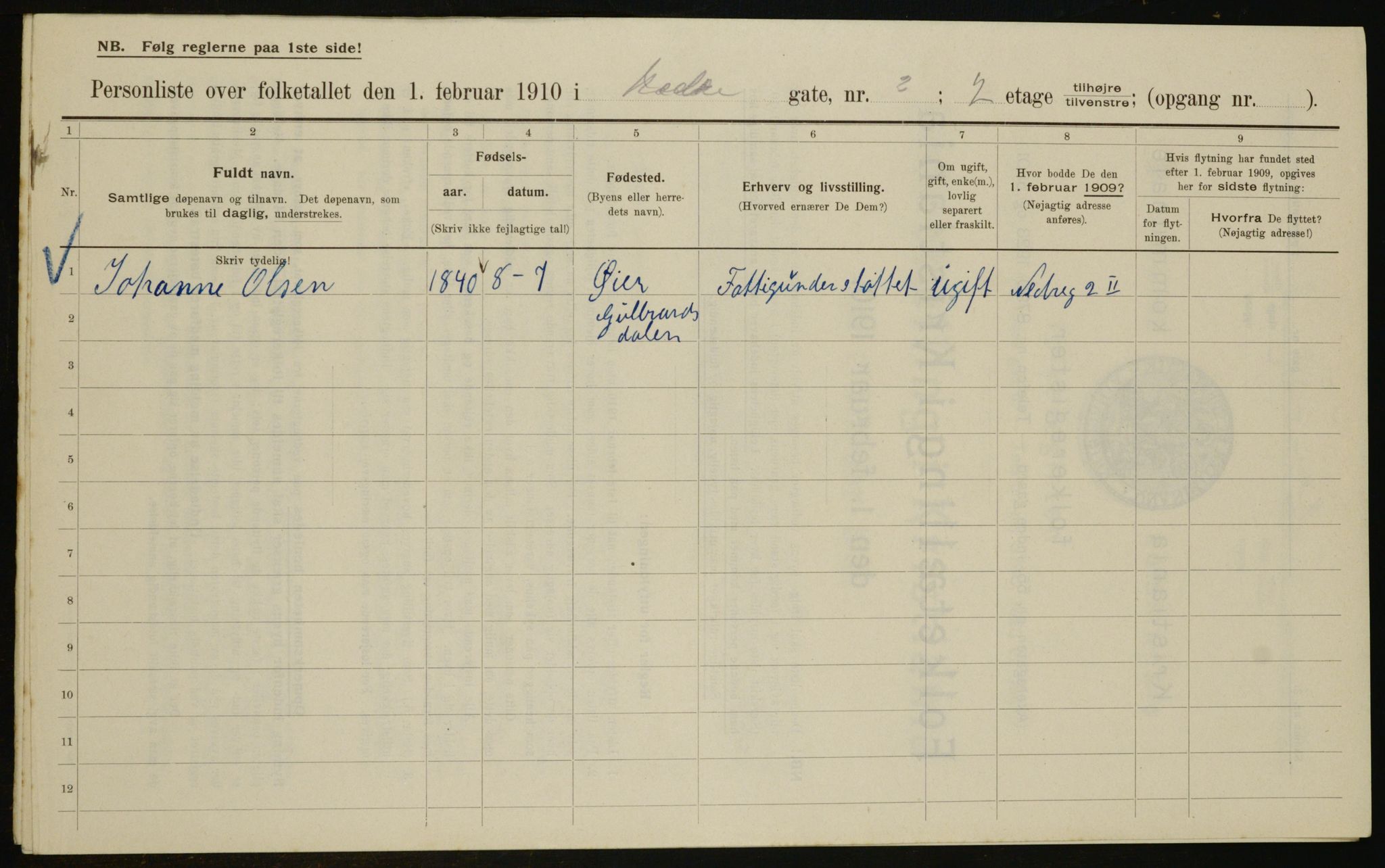 OBA, Municipal Census 1910 for Kristiania, 1910, p. 66828