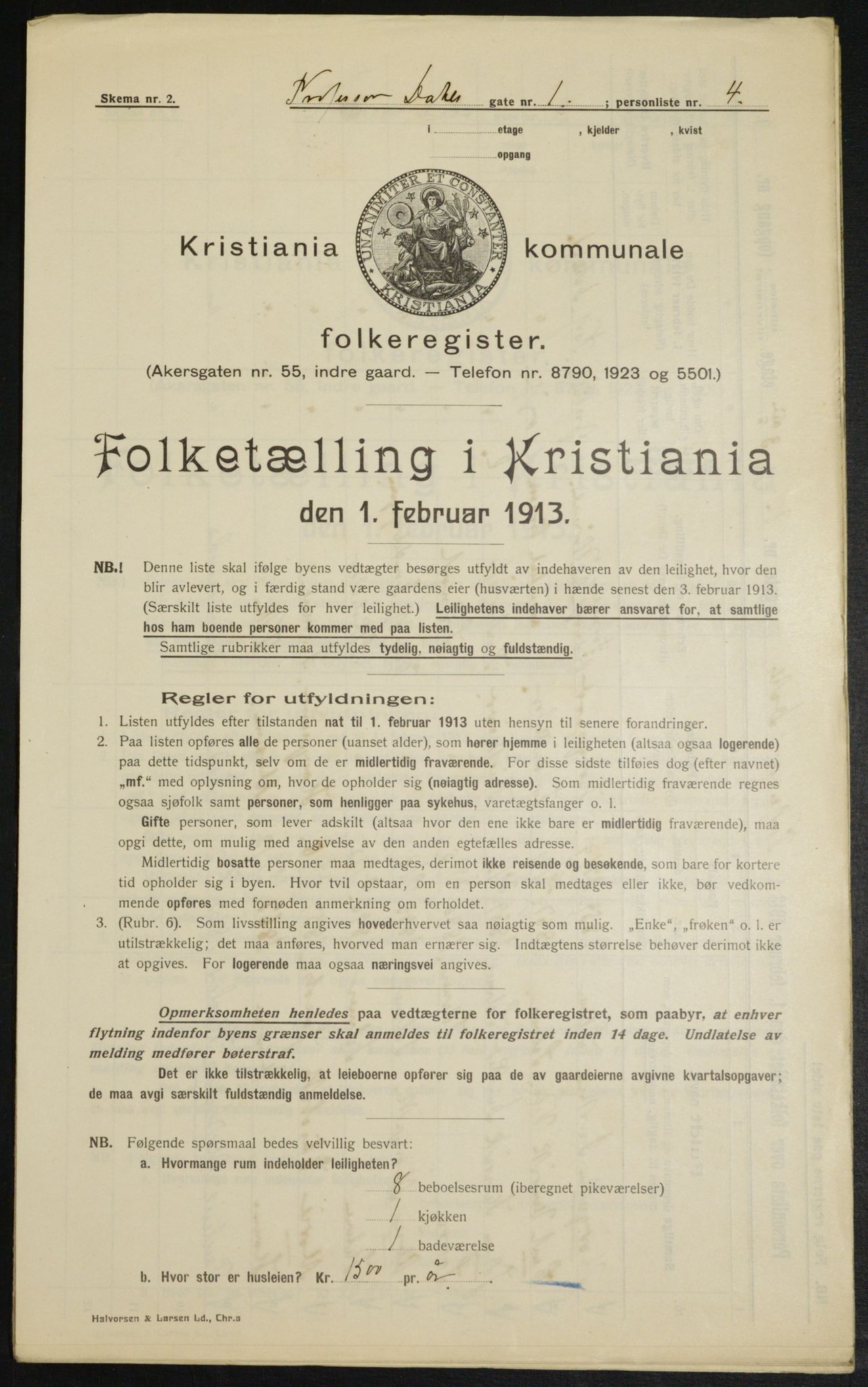 OBA, Municipal Census 1913 for Kristiania, 1913, p. 81470