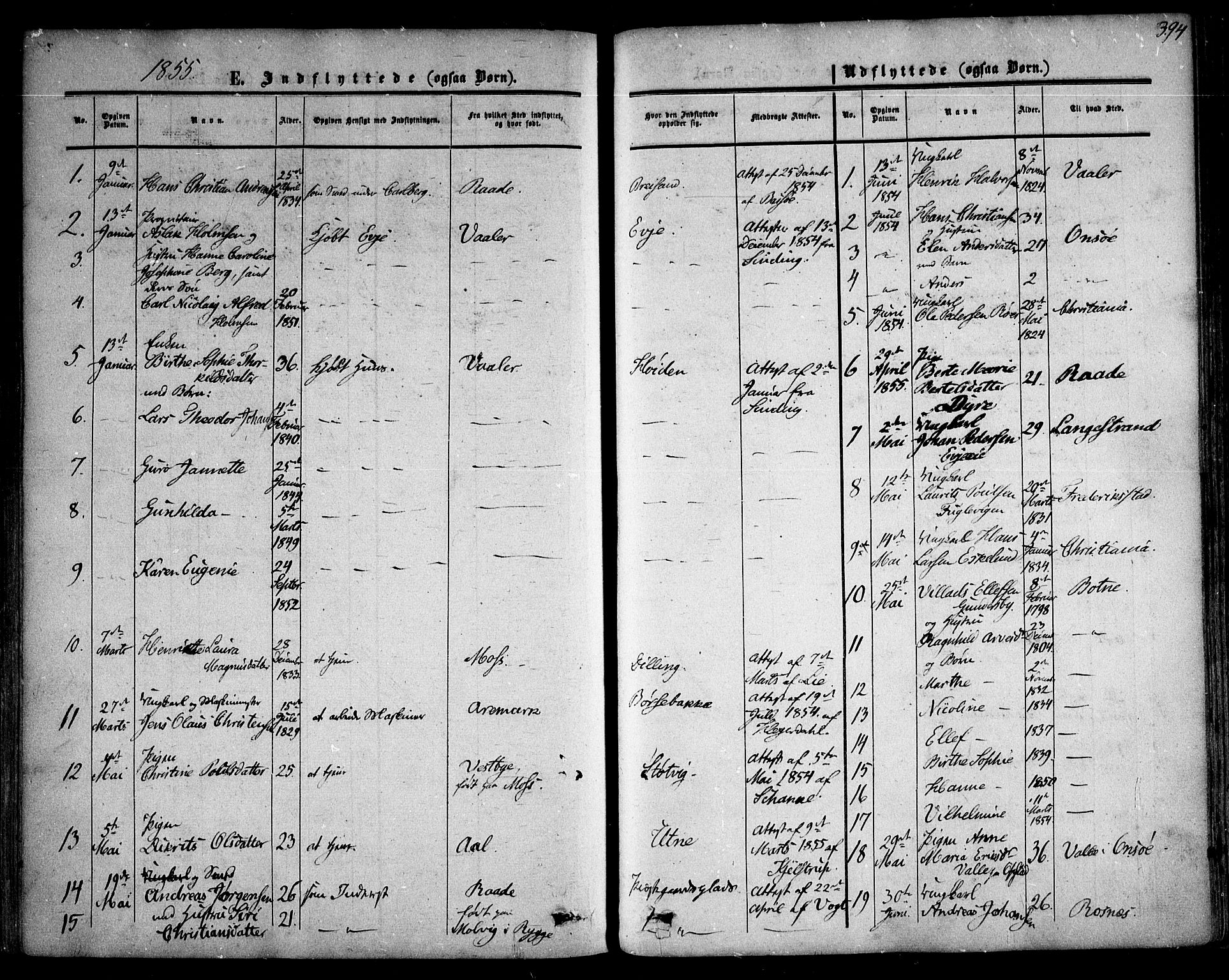 Rygge prestekontor Kirkebøker, AV/SAO-A-10084b/F/Fa/L0005: Parish register (official) no. 5, 1852-1871, p. 394