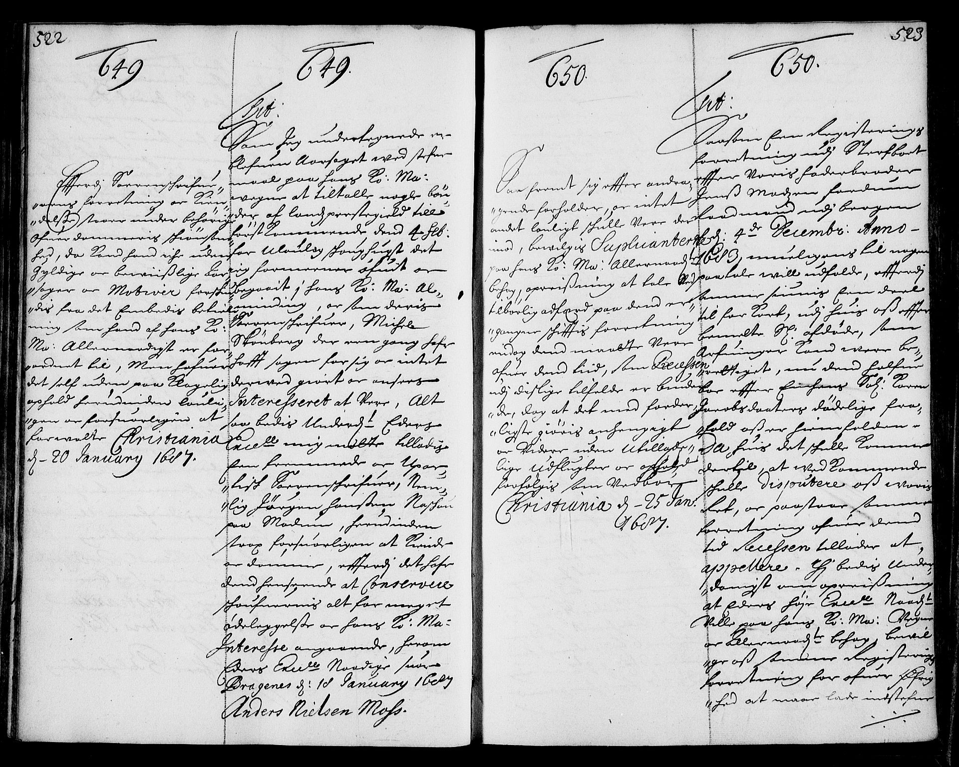 Stattholderembetet 1572-1771, AV/RA-EA-2870/Ae/L0003: Supplikasjons- og resolusjonsprotokoll, 1686-1687, p. 522-523