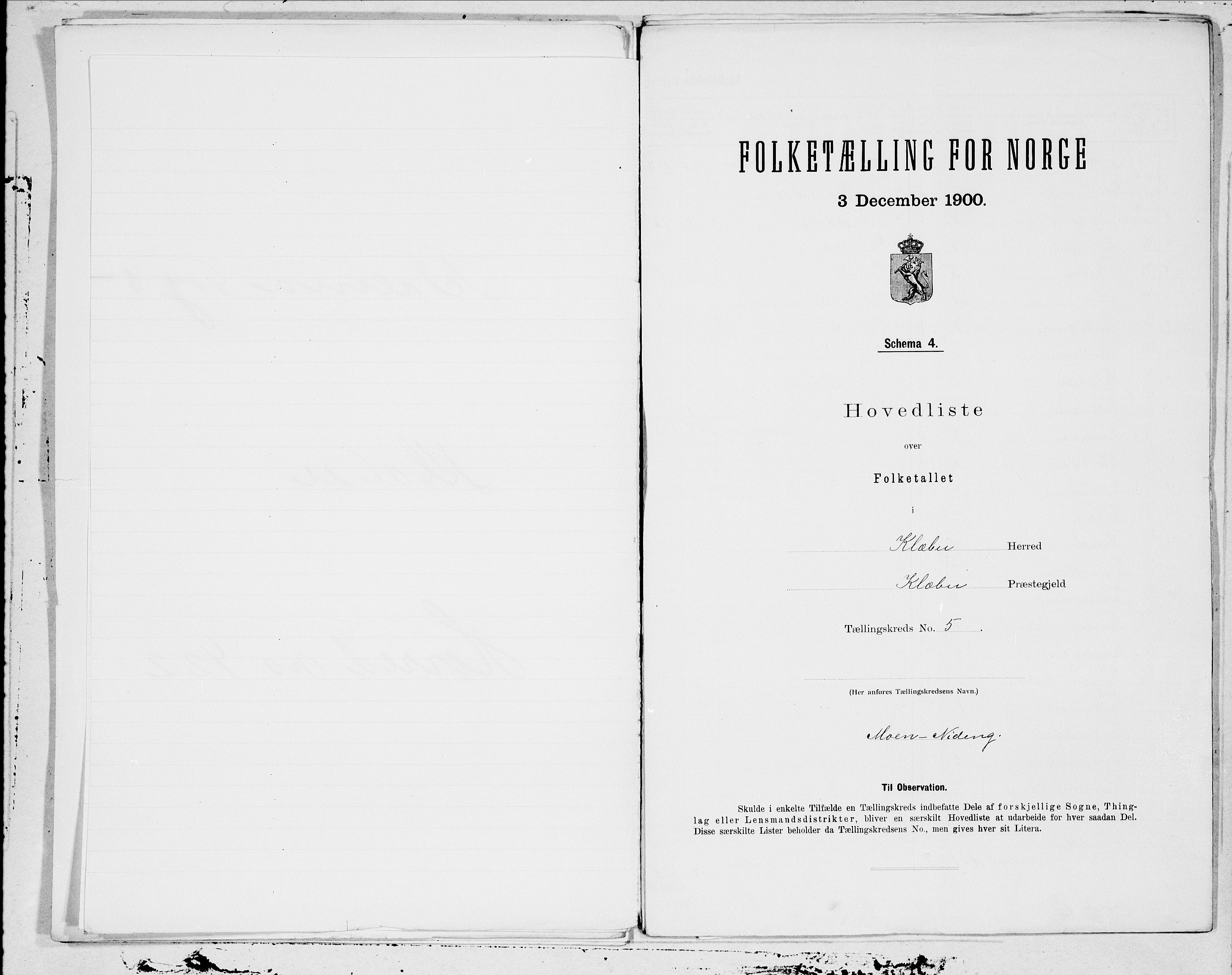 SAT, 1900 census for Klæbu, 1900, p. 2