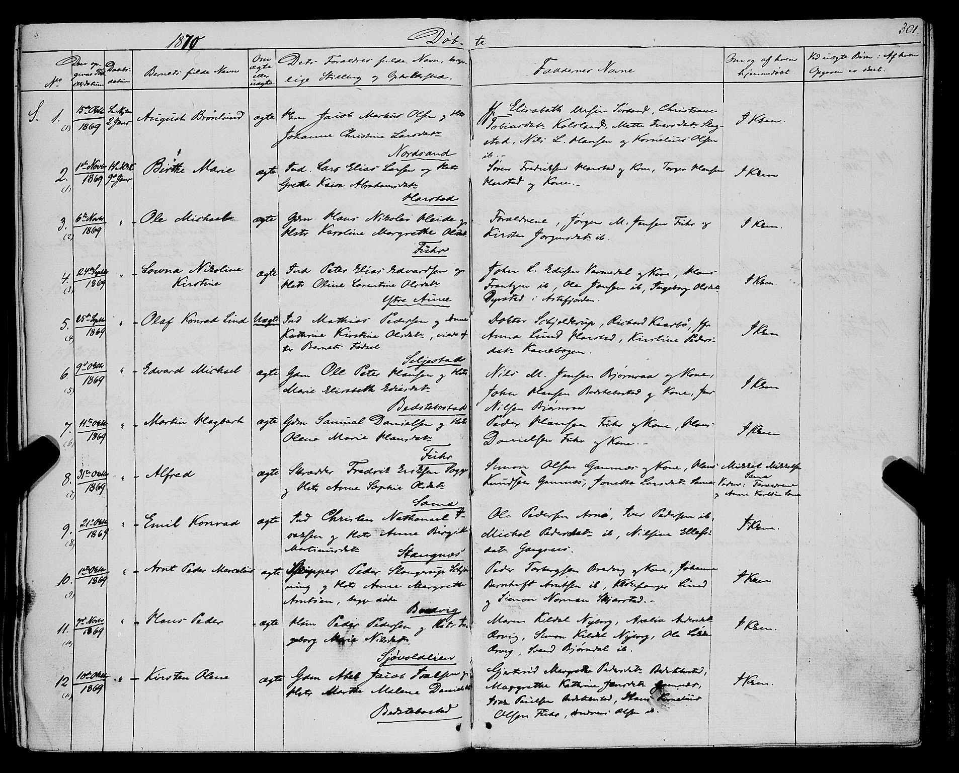 Trondenes sokneprestkontor, SATØ/S-1319/H/Ha/L0012kirke: Parish register (official) no. 12, 1863-1870, p. 301