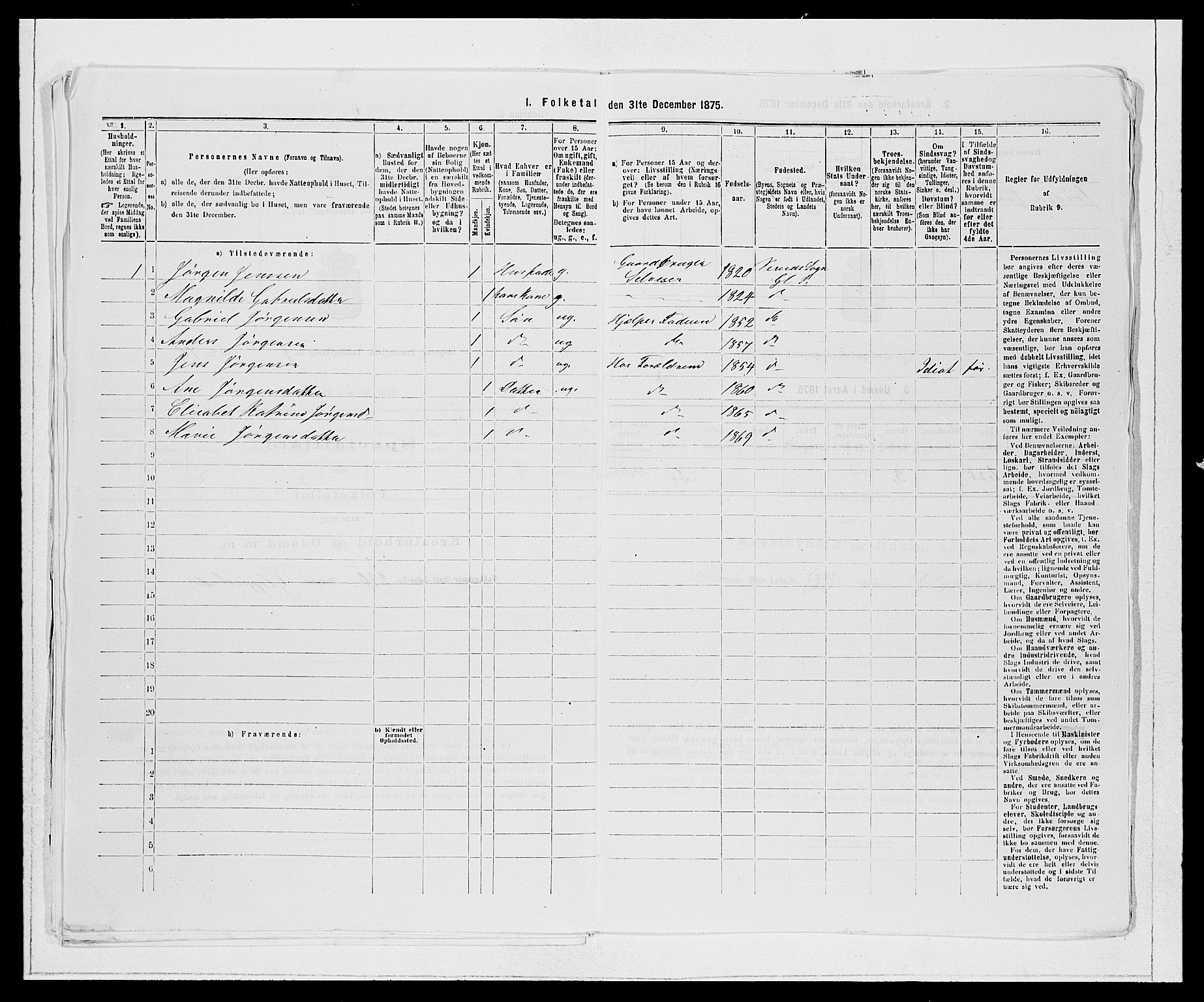 SAB, 1875 Census for 1445P Gloppen, 1875, p. 174