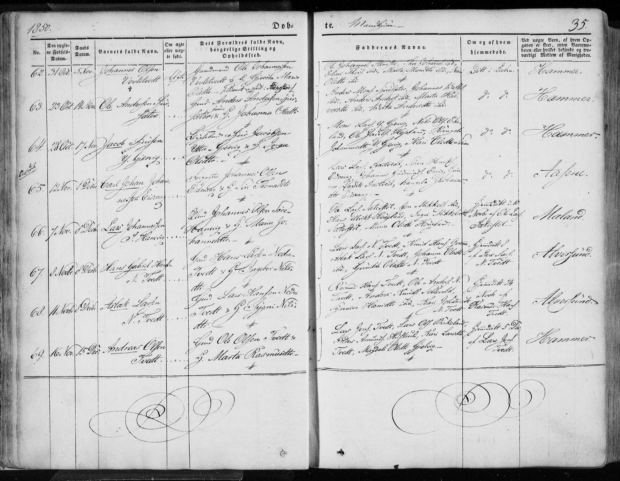 Hamre sokneprestembete, AV/SAB-A-75501/H/Ha/Haa/Haaa/L0013: Parish register (official) no. A 13, 1846-1857, p. 35