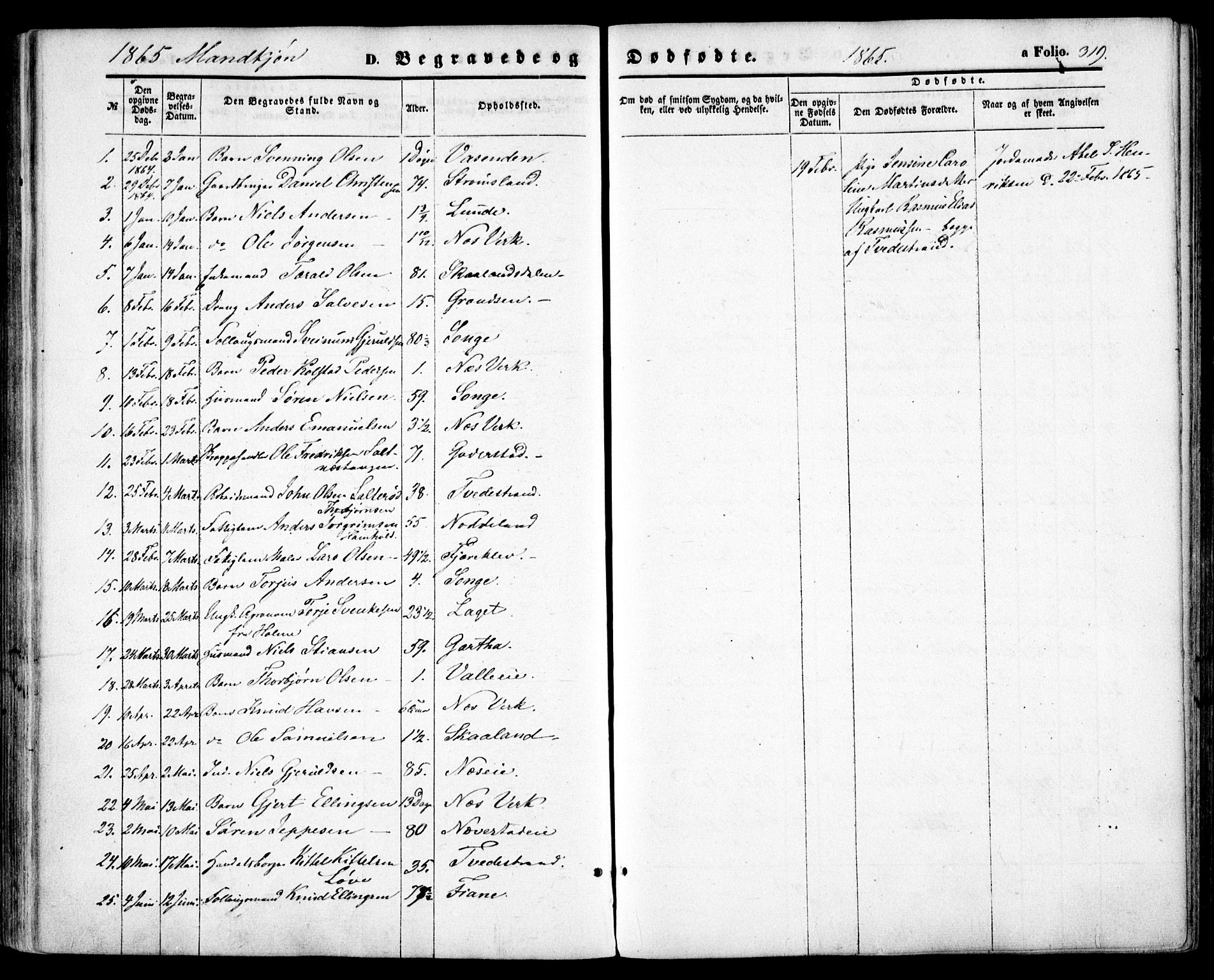 Holt sokneprestkontor, SAK/1111-0021/F/Fa/L0009: Parish register (official) no. A 9, 1861-1871, p. 319