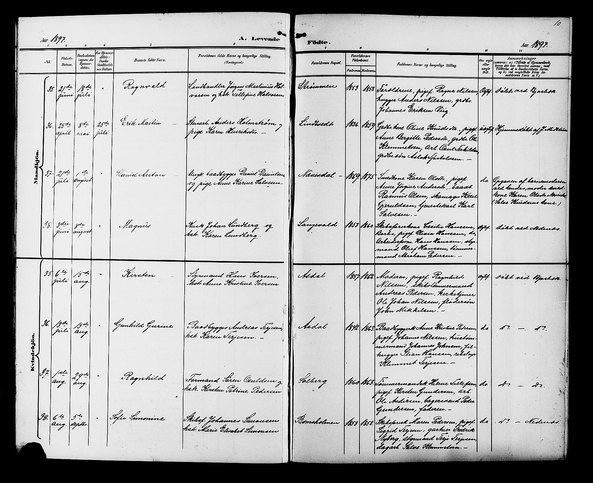 Øyestad sokneprestkontor, AV/SAK-1111-0049/F/Fb/L0010: Parish register (copy) no. B 10, 1897-1906, p. 10