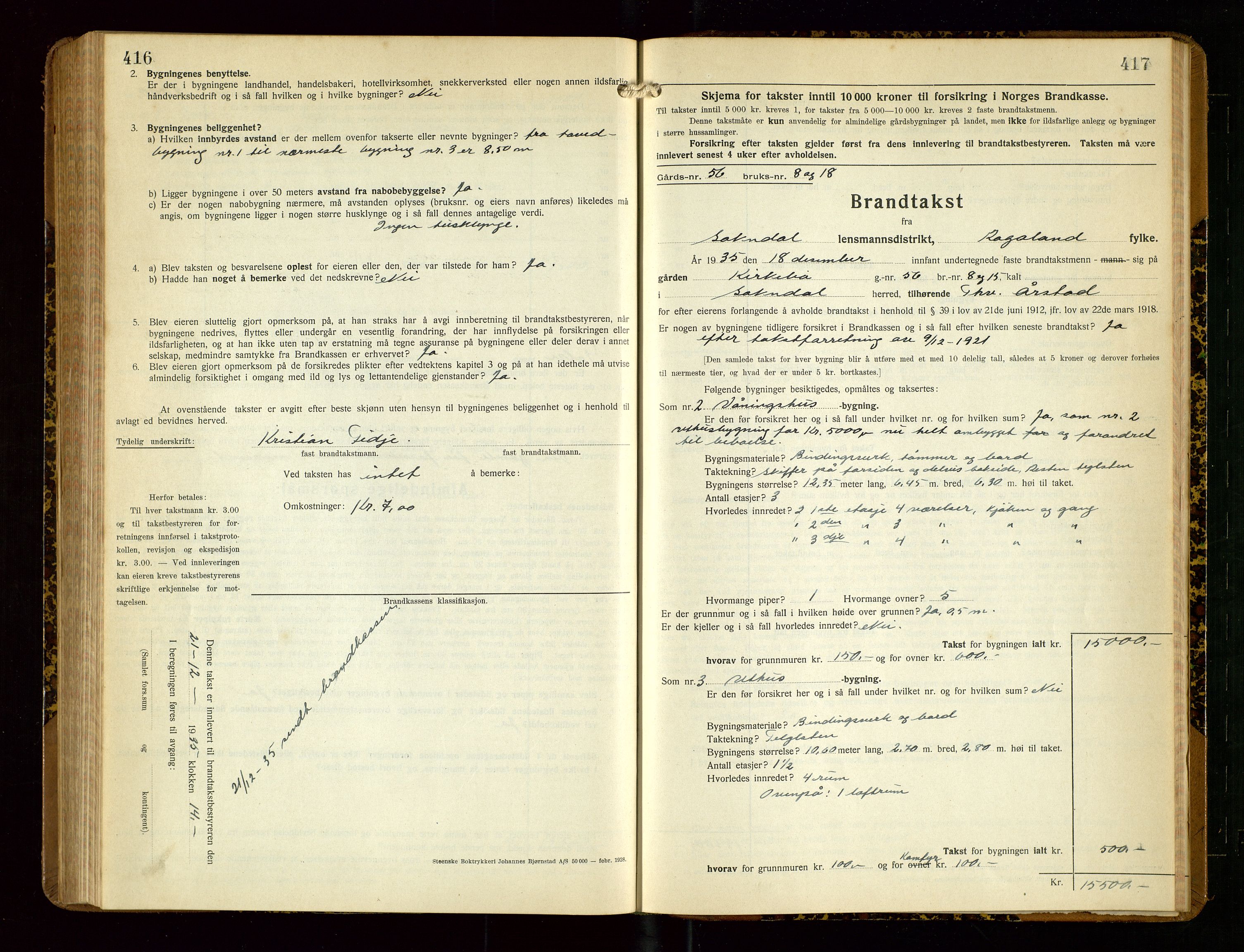 Sokndal lensmannskontor, SAST/A-100417/Gob/L0007: "Brandtakst-Protokoll", 1930-1936, p. 416-417