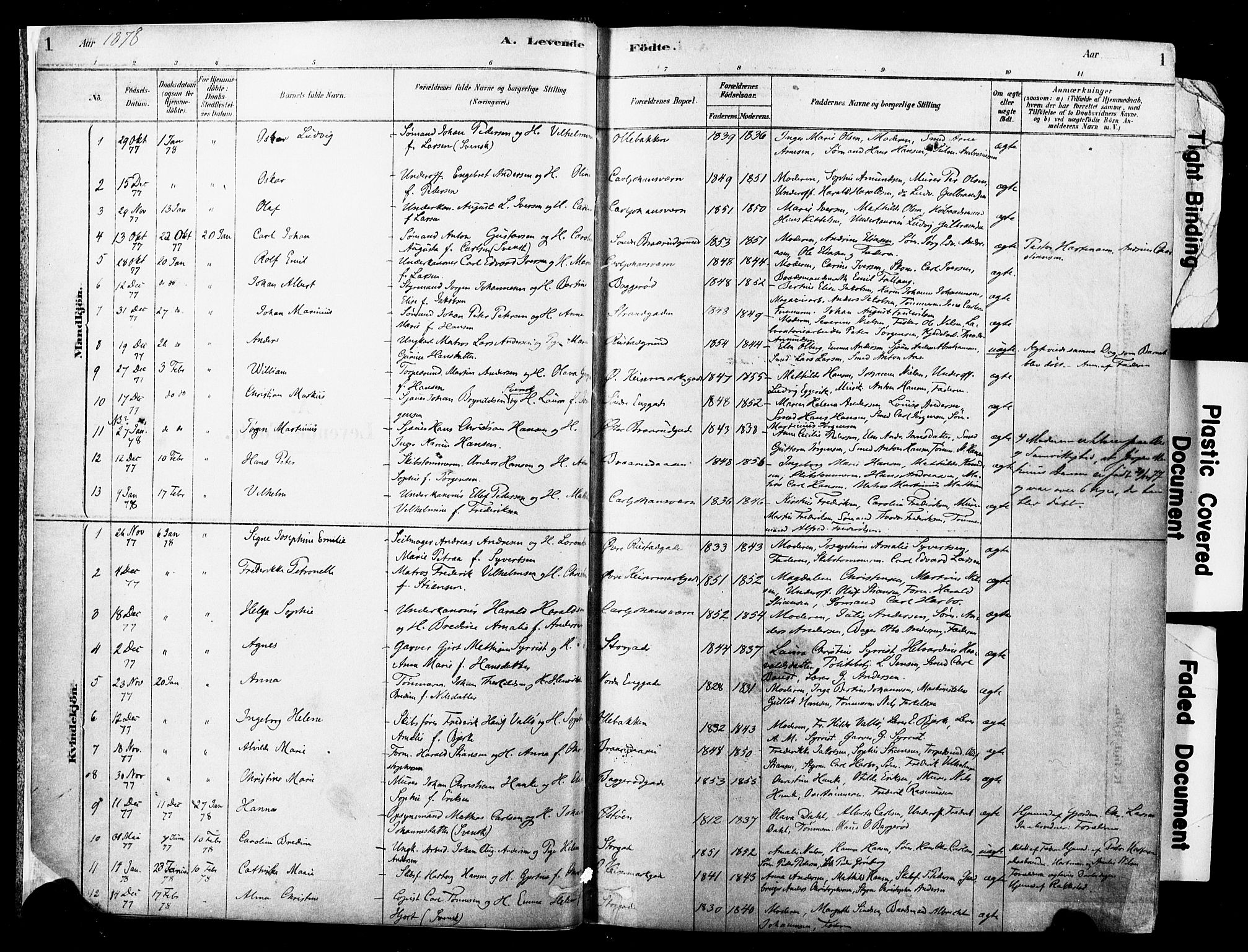 Horten kirkebøker, SAKO/A-348/F/Fa/L0003: Parish register (official) no. 3, 1878-1887, p. 1