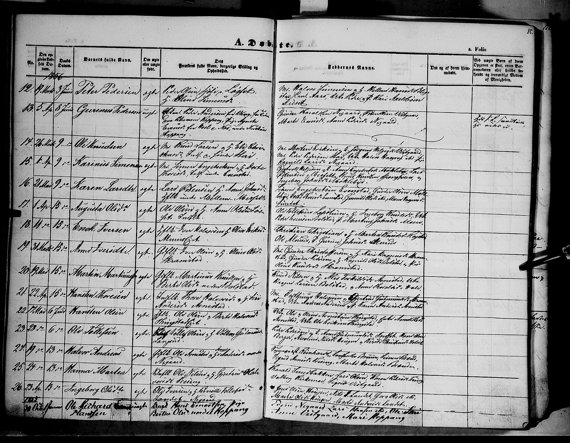 Åmot prestekontor, Hedmark, SAH/PREST-056/H/Ha/Haa/L0006: Parish register (official) no. 6, 1842-1861, p. 85