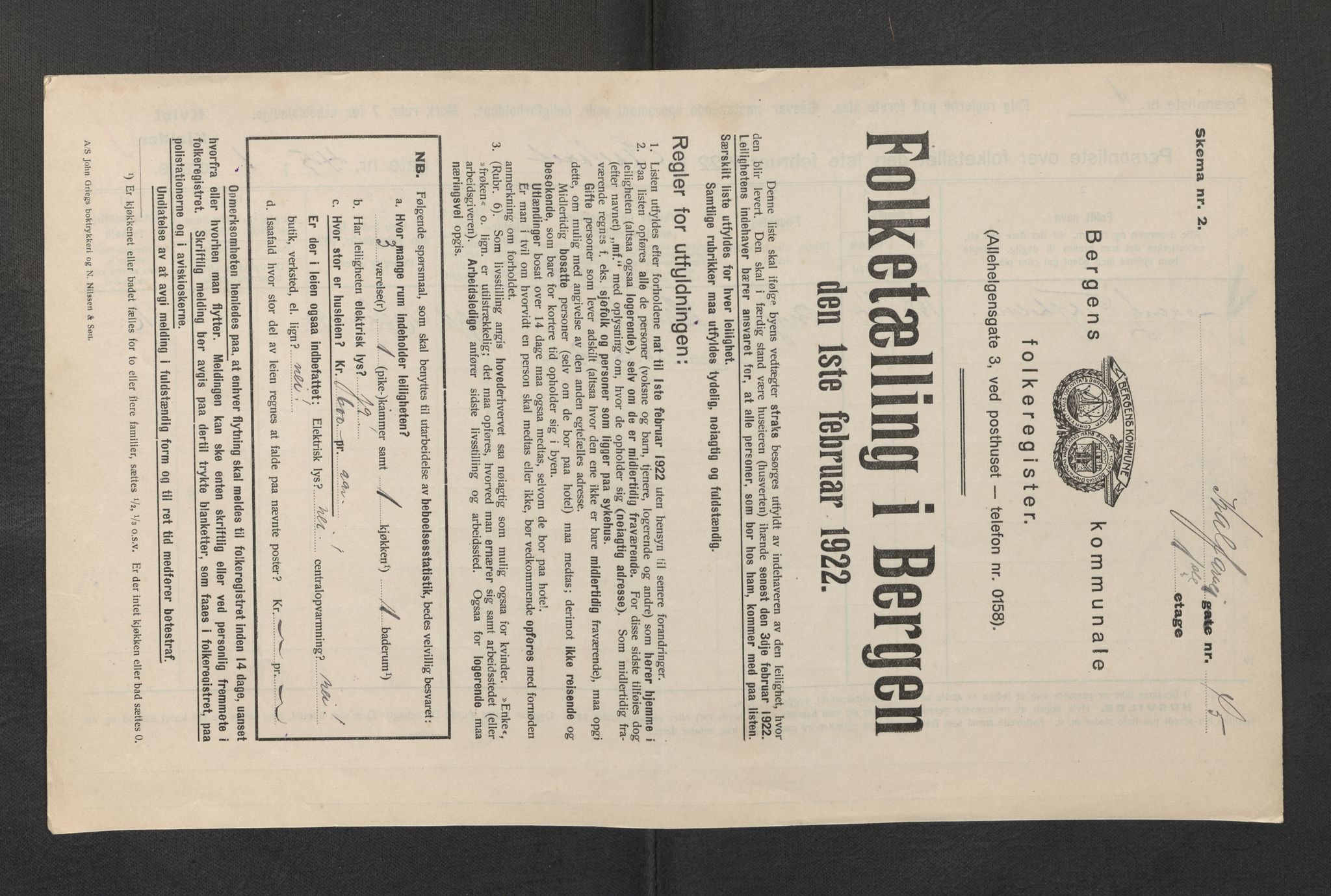 SAB, Municipal Census 1922 for Bergen, 1922, p. 17604