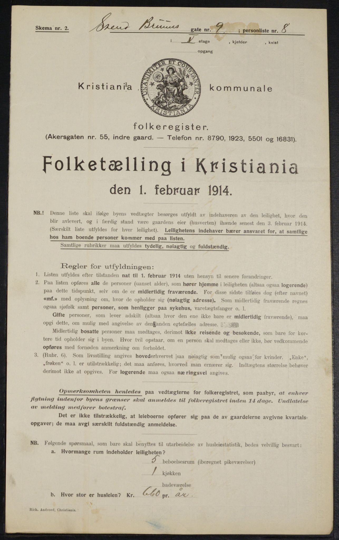 OBA, Municipal Census 1914 for Kristiania, 1914, p. 105533