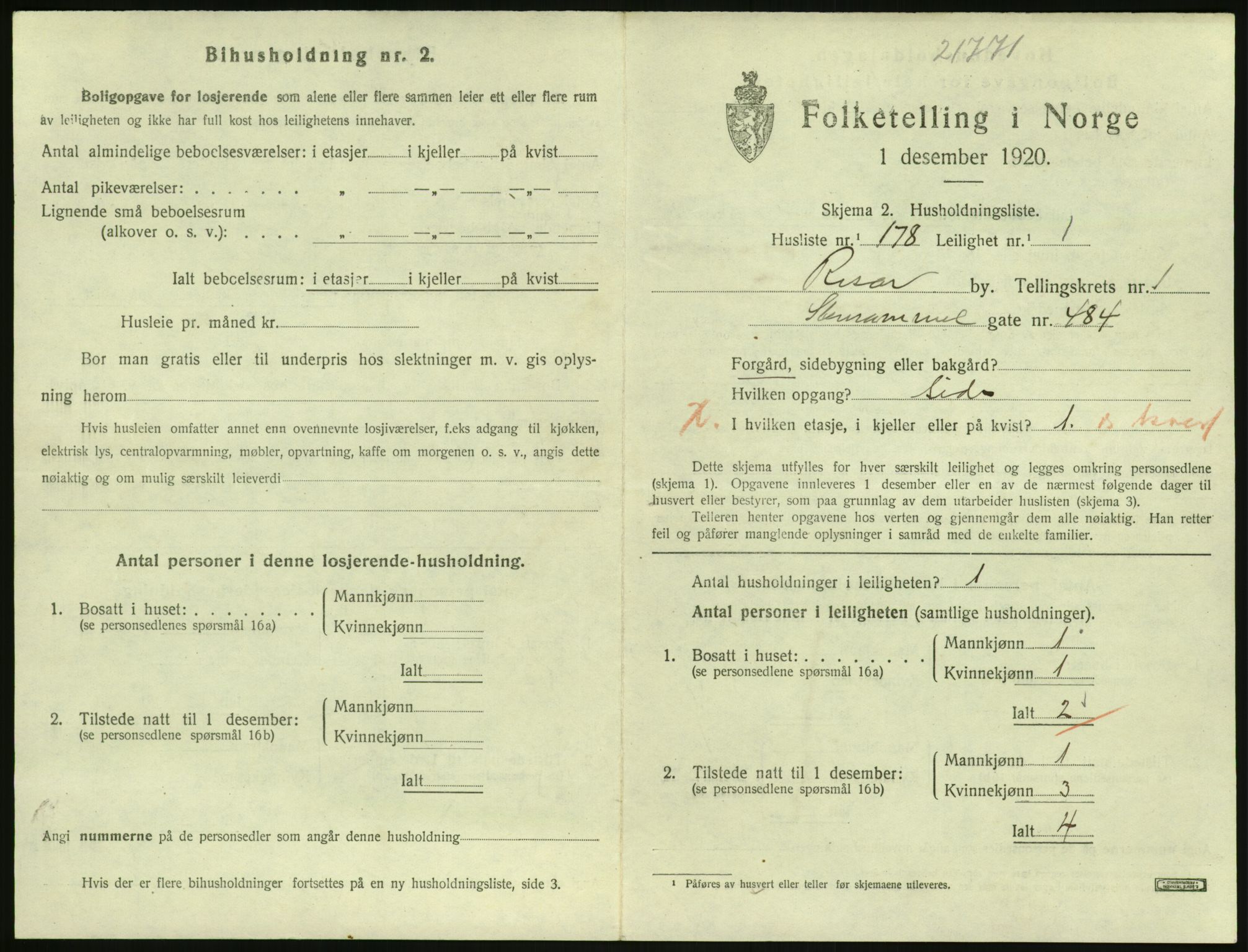 SAK, 1920 census for Risør, 1920, p. 1783
