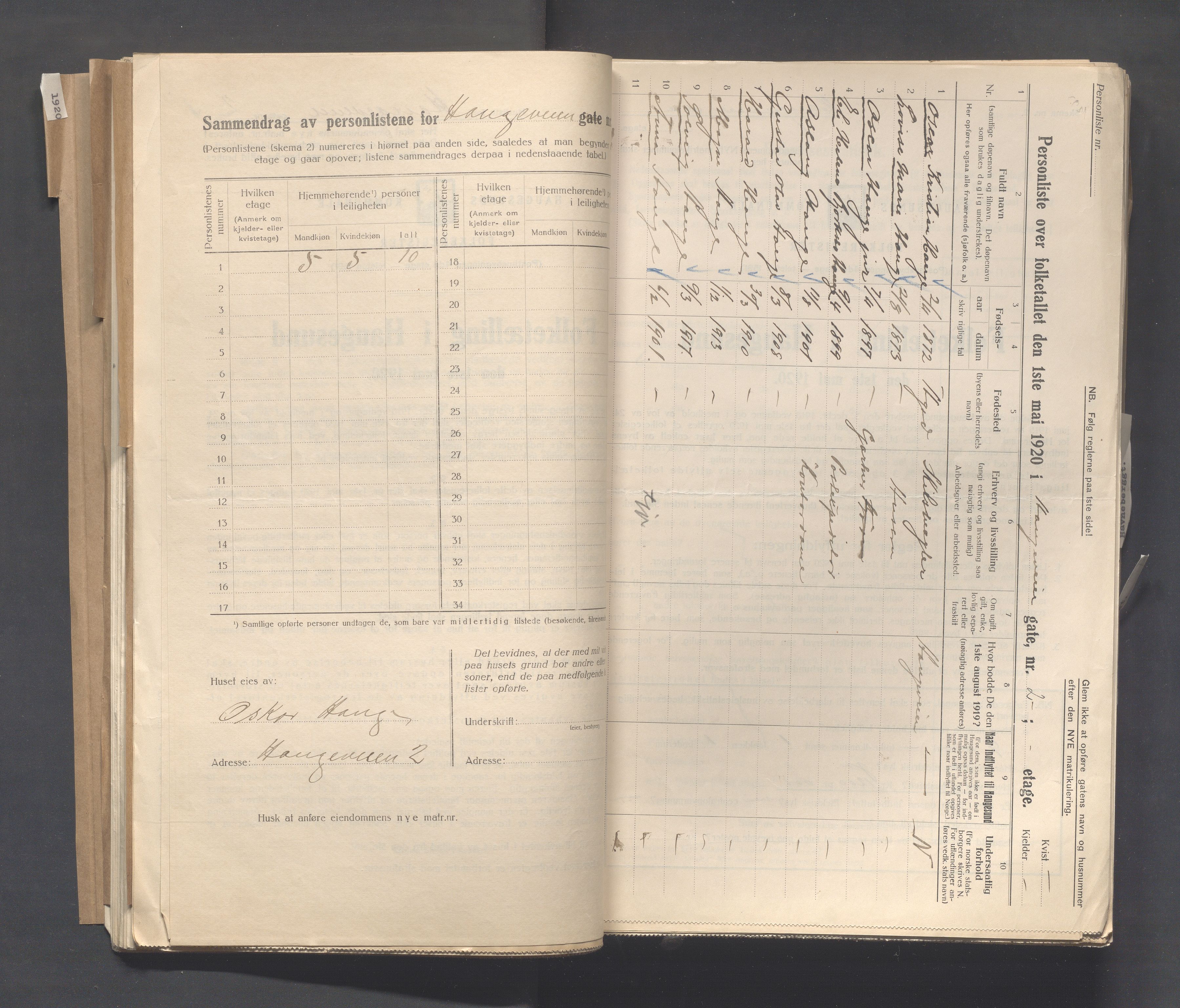 IKAR, Local census 1.5.1920 for Haugesund, 1920, p. 1166