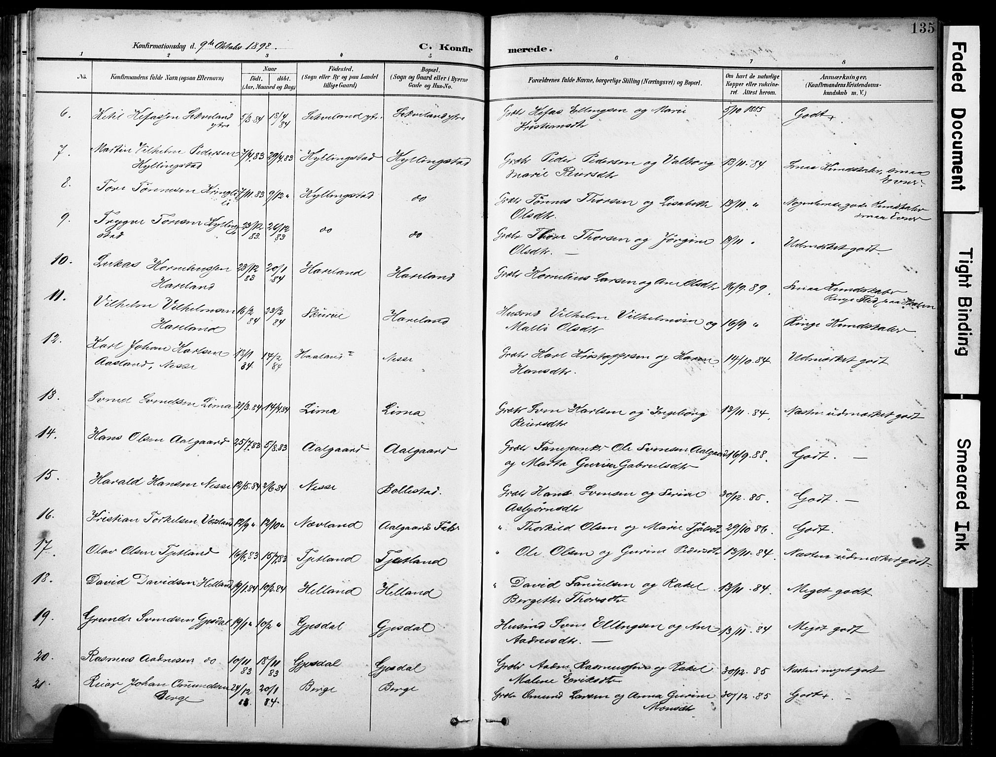 Lye sokneprestkontor, AV/SAST-A-101794/001/30BA/L0012: Parish register (official) no. A 11, 1896-1909, p. 135