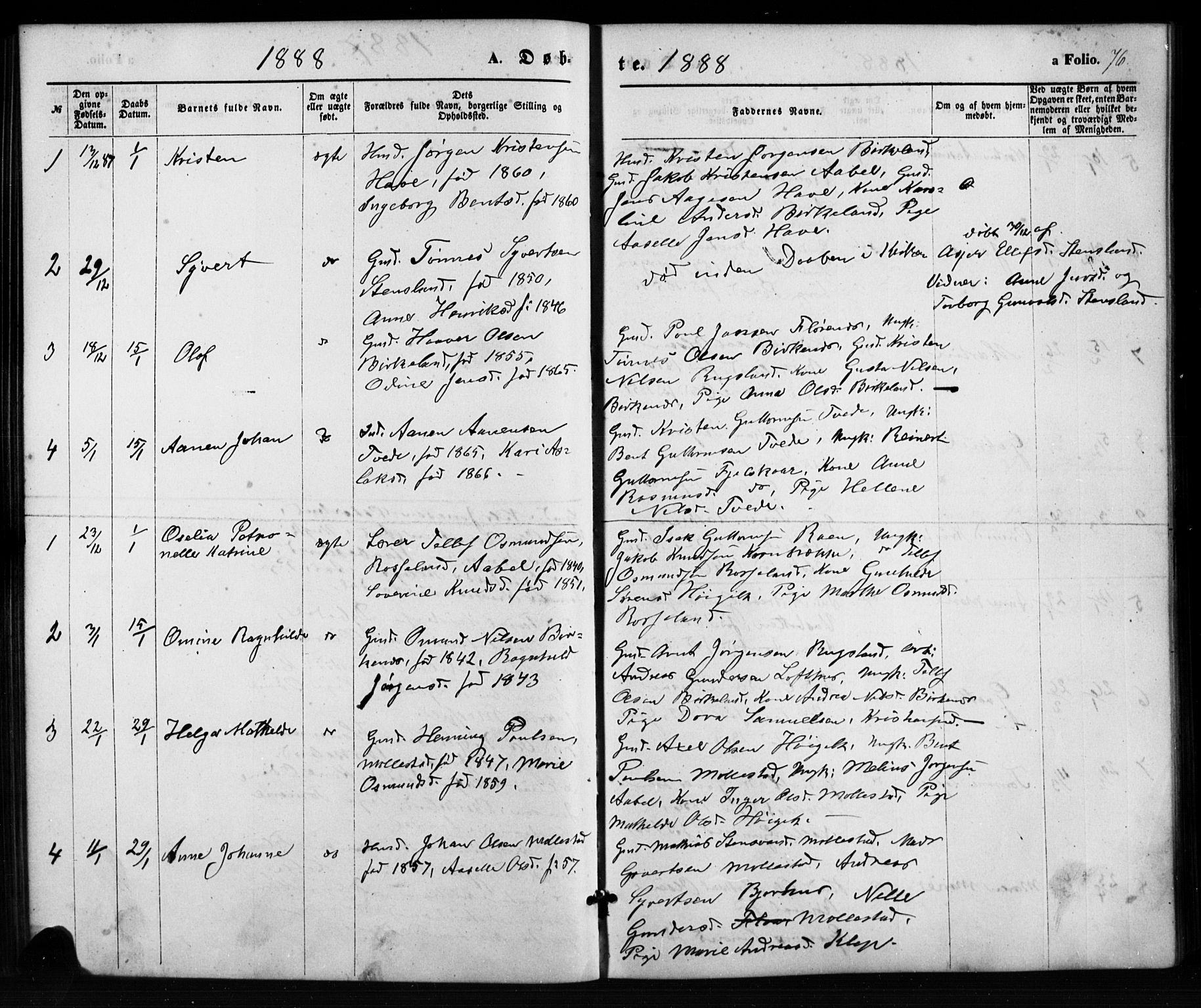 Birkenes sokneprestkontor, AV/SAK-1111-0004/F/Fb/L0003: Parish register (copy) no. B 3, 1876-1892, p. 76