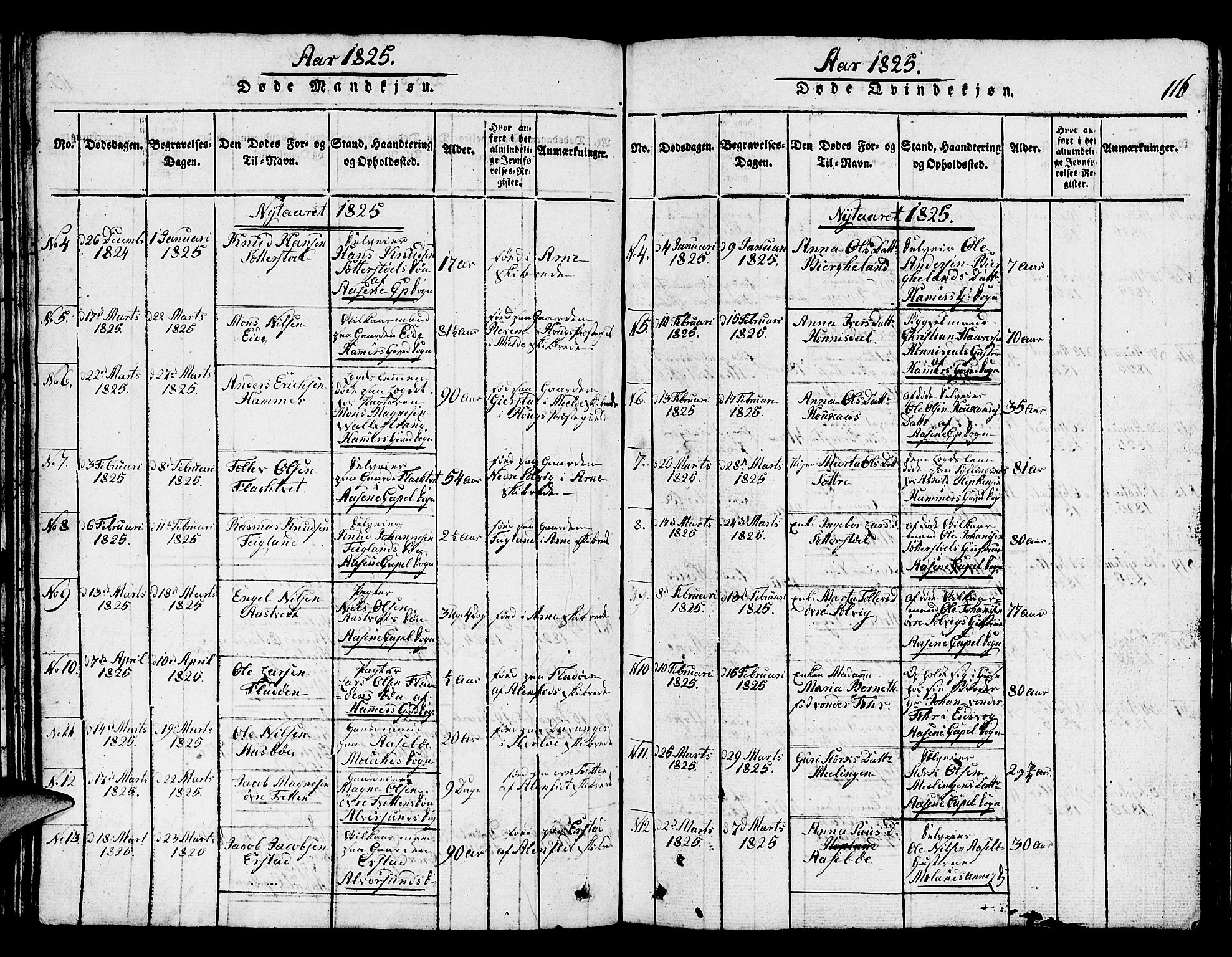 Hamre sokneprestembete, AV/SAB-A-75501/H/Ha/Hab: Parish register (copy) no. A 1, 1816-1826, p. 116