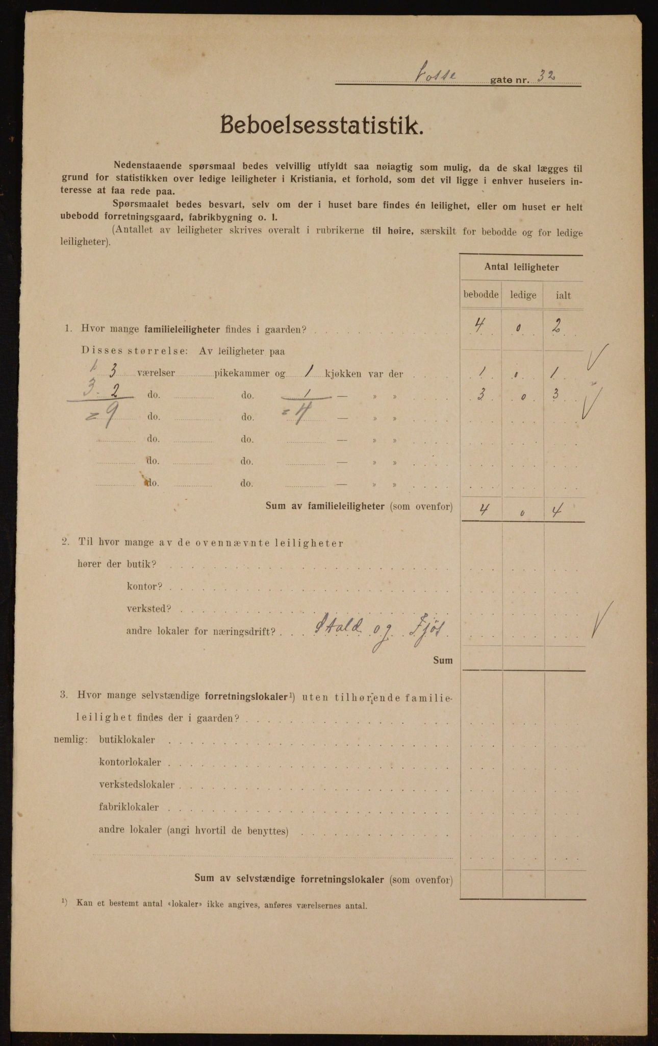 OBA, Municipal Census 1910 for Kristiania, 1910, p. 119022