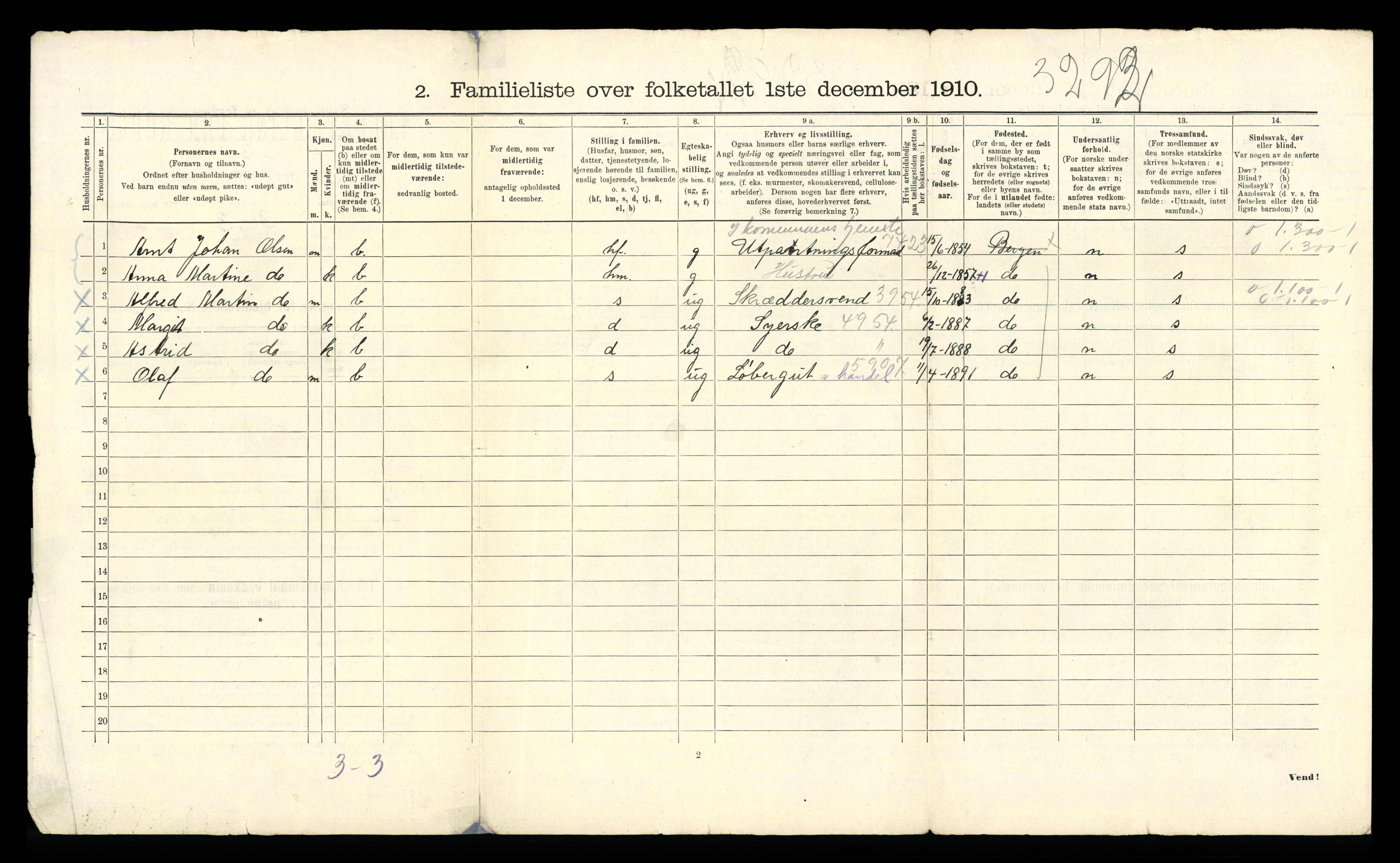 RA, 1910 census for Bergen, 1910, p. 4452