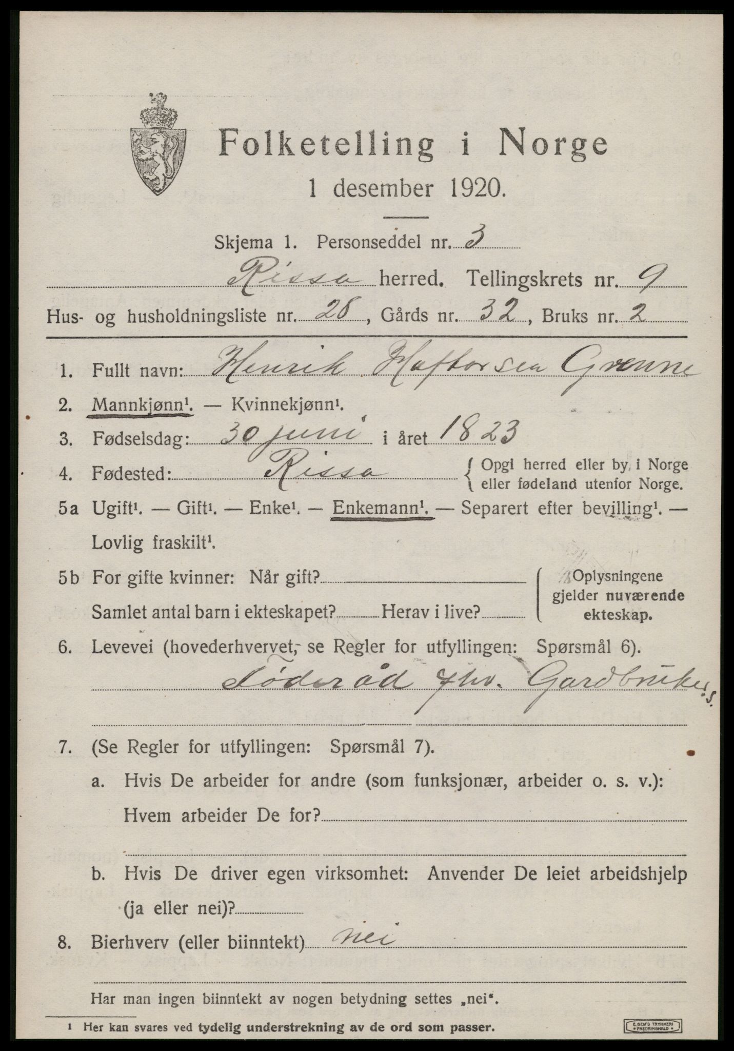 SAT, 1920 census for Rissa, 1920, p. 6331