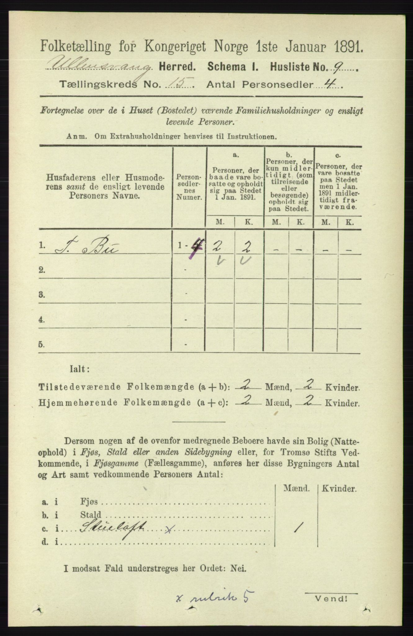 RA, 1891 census for 1230 Ullensvang, 1891, p. 5861