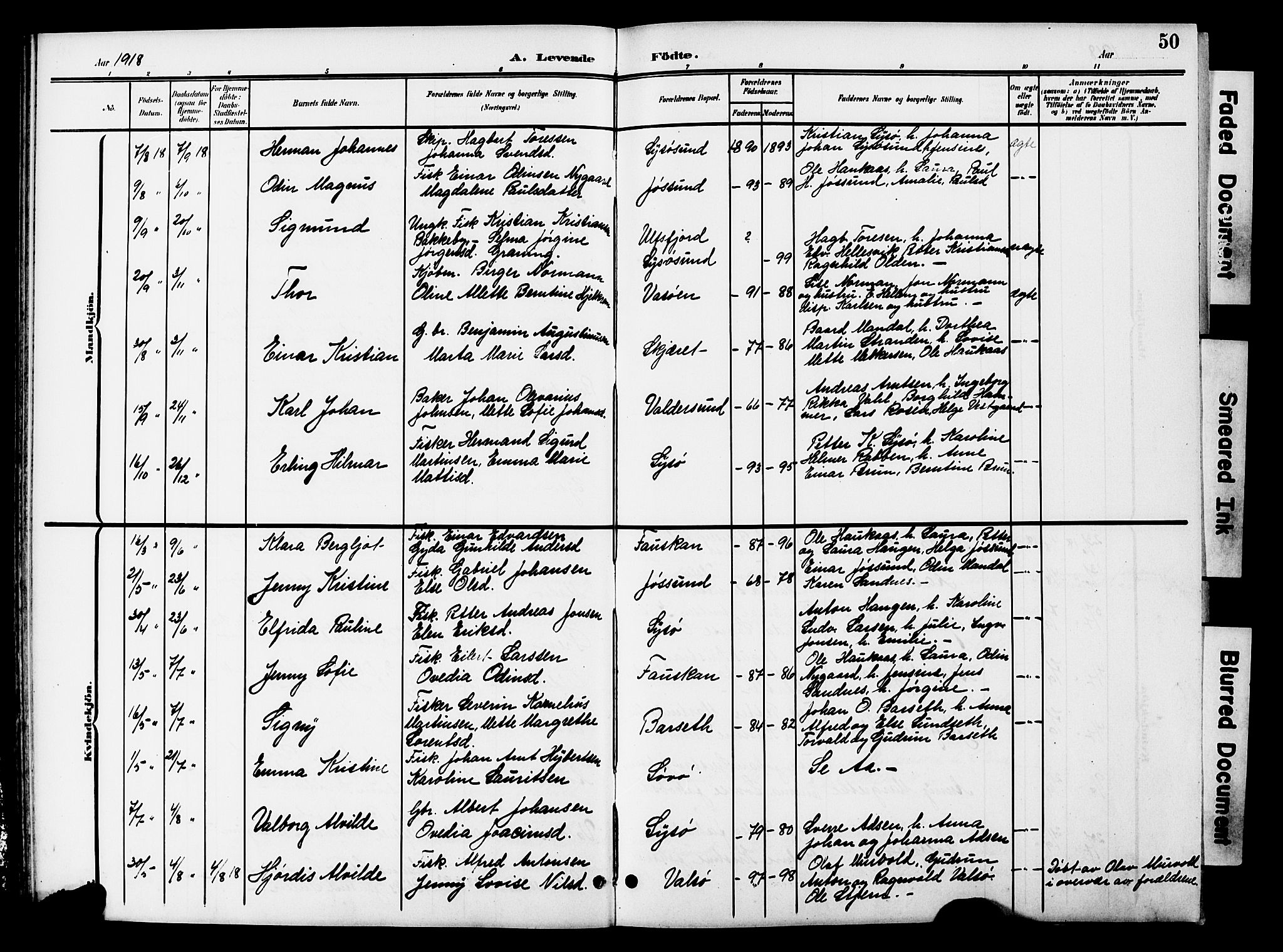 Ministerialprotokoller, klokkerbøker og fødselsregistre - Sør-Trøndelag, AV/SAT-A-1456/654/L0666: Parish register (copy) no. 654C02, 1901-1925, p. 50