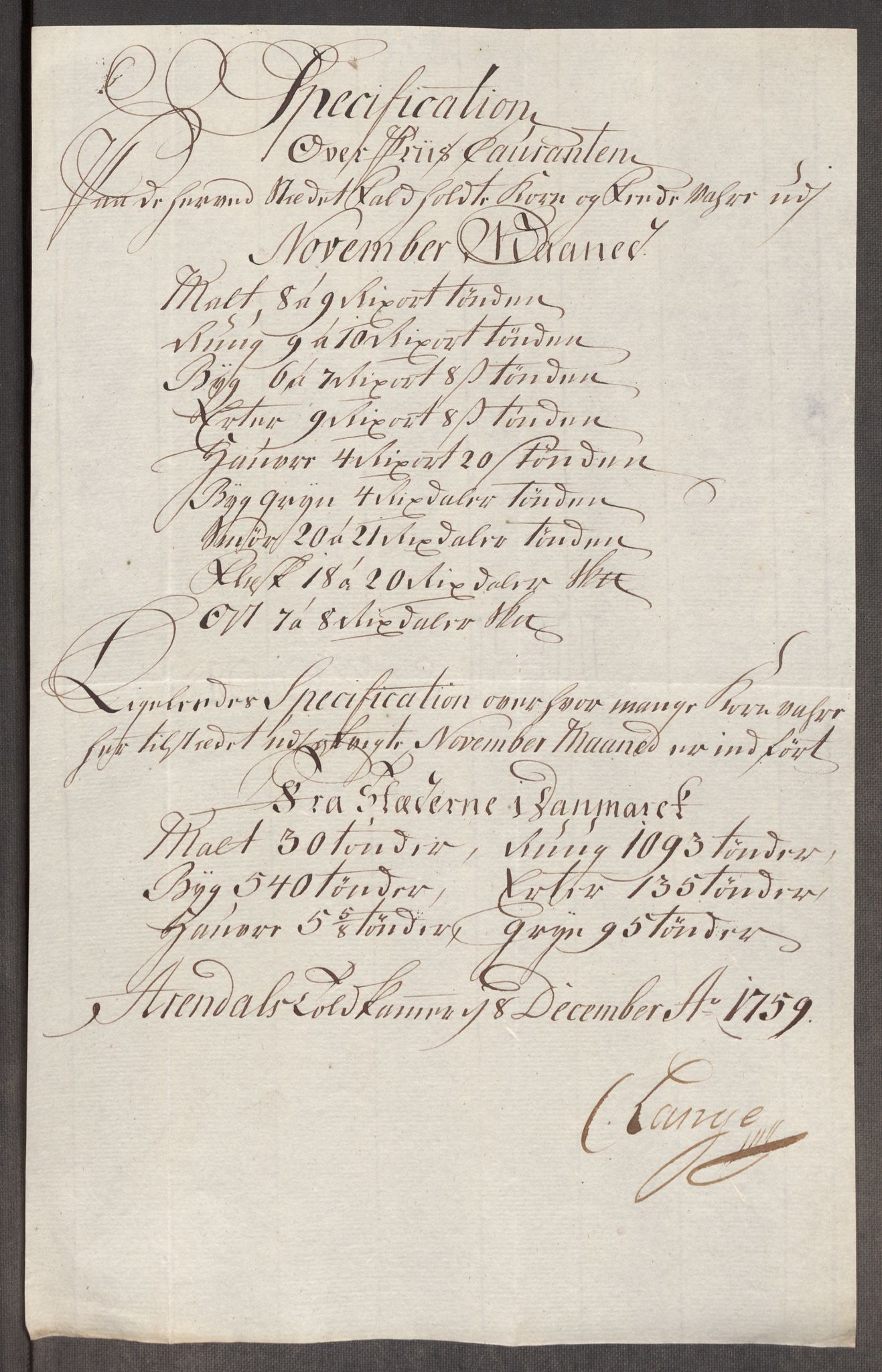 Rentekammeret inntil 1814, Realistisk ordnet avdeling, AV/RA-EA-4070/Oe/L0006: [Ø1]: Priskuranter, 1758-1760, p. 597