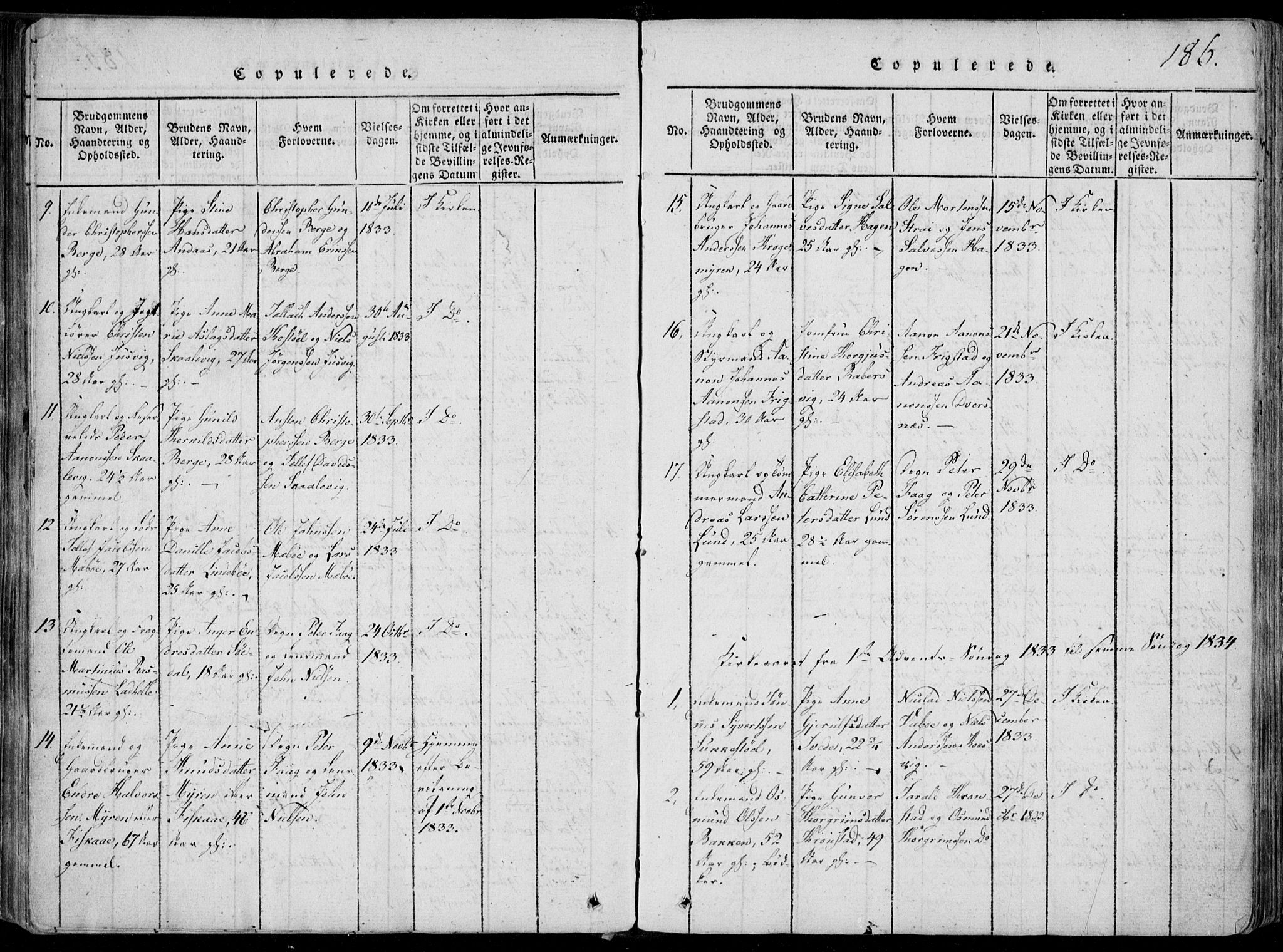 Oddernes sokneprestkontor, AV/SAK-1111-0033/F/Fa/Faa/L0005: Parish register (official) no. A 5, 1820-1838, p. 186