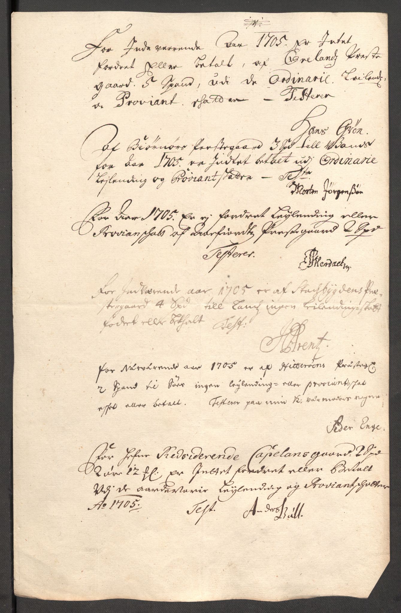 Rentekammeret inntil 1814, Reviderte regnskaper, Fogderegnskap, AV/RA-EA-4092/R57/L3856: Fogderegnskap Fosen, 1704-1705, p. 343