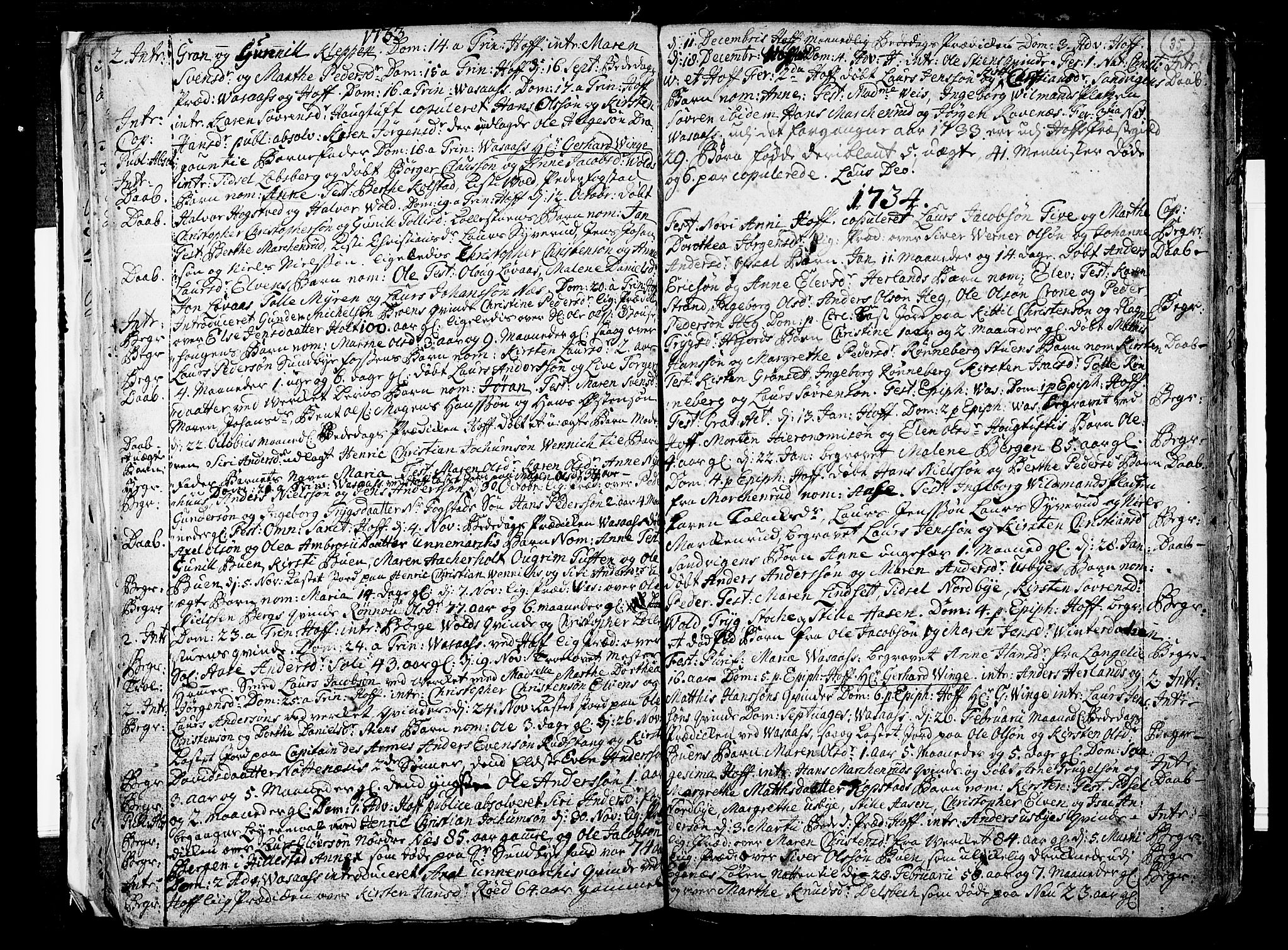 Hof kirkebøker, AV/SAKO-A-64/F/Fa/L0001: Parish register (official) no. I 1, 1704-1745, p. 35