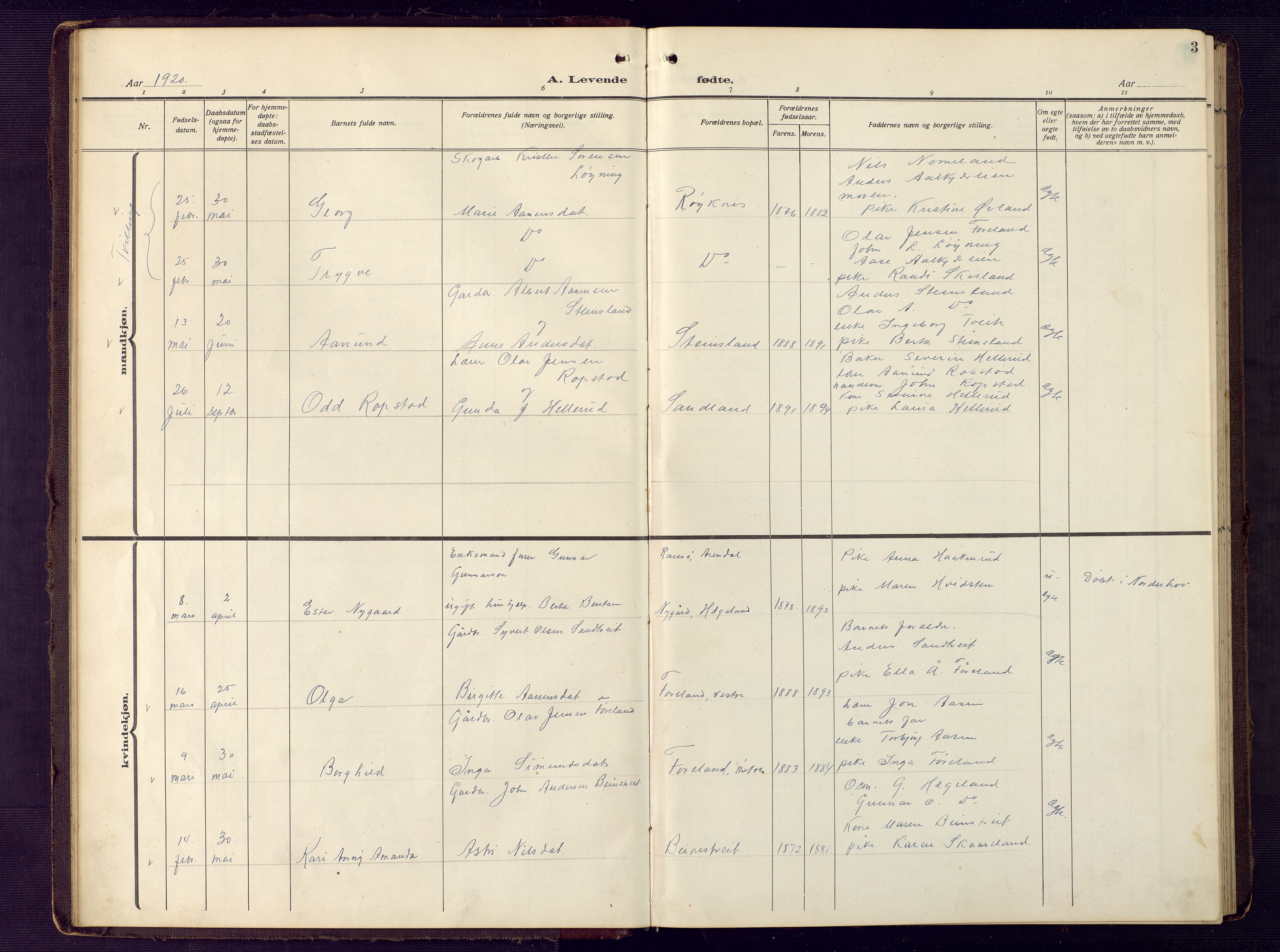 Vennesla sokneprestkontor, SAK/1111-0045/Fb/Fba/L0004: Parish register (copy) no. B 4, 1917-1948, p. 3