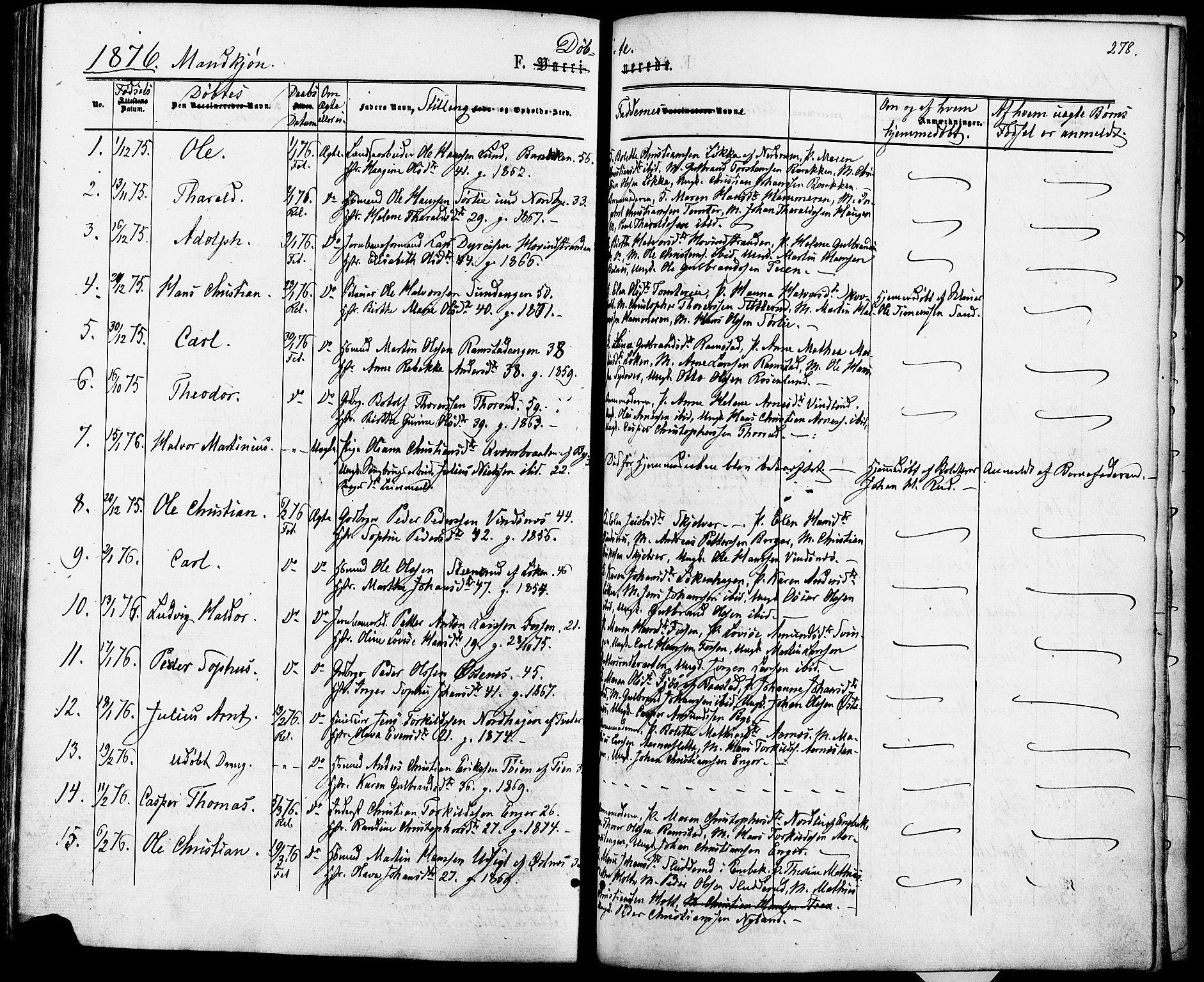 Fet prestekontor Kirkebøker, AV/SAO-A-10370a/F/Fa/L0013: Parish register (official) no. I 13, 1867-1877, p. 278