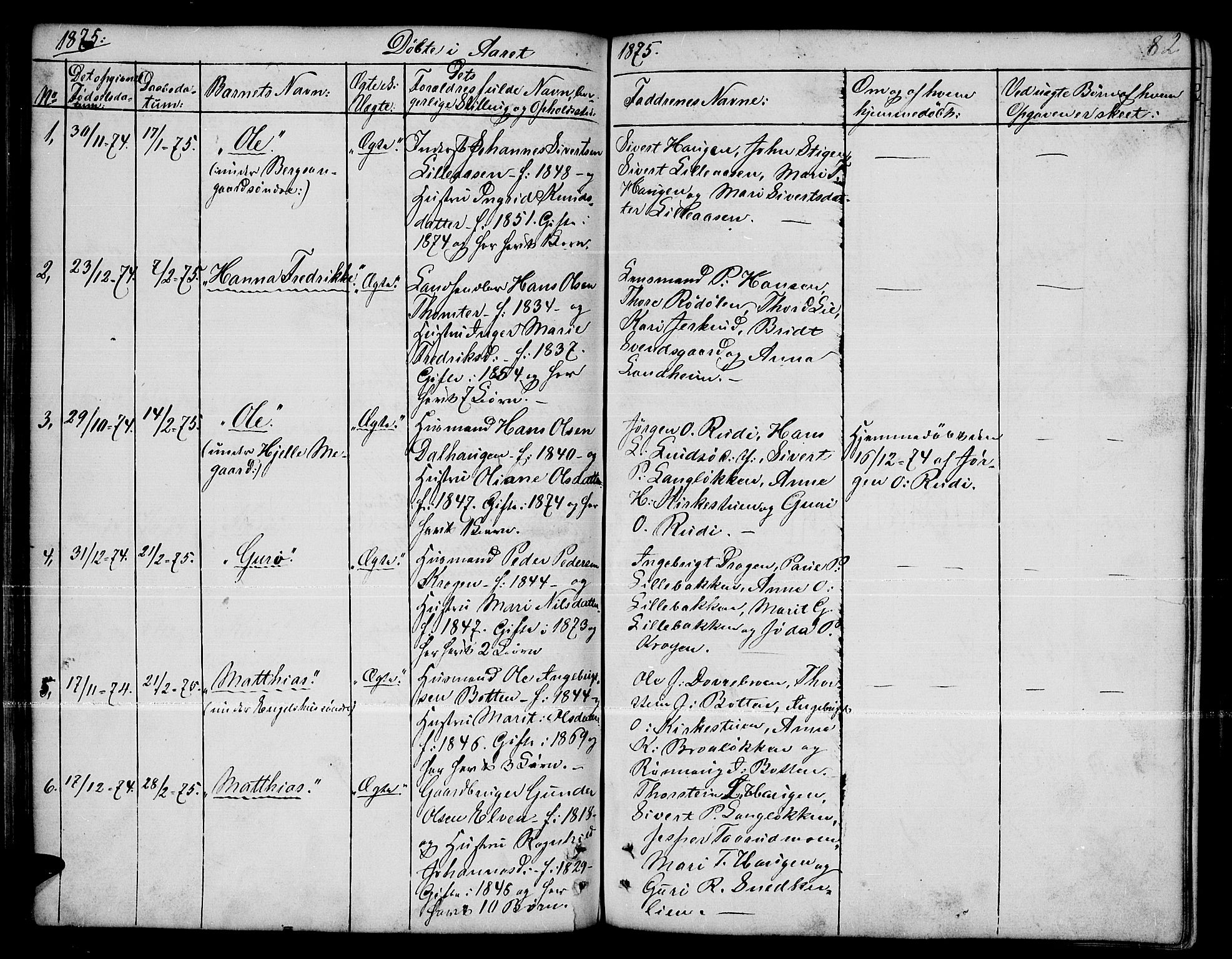 Dovre prestekontor, AV/SAH-PREST-066/H/Ha/Hab/L0001: Parish register (copy) no. 1, 1862-1880, p. 82