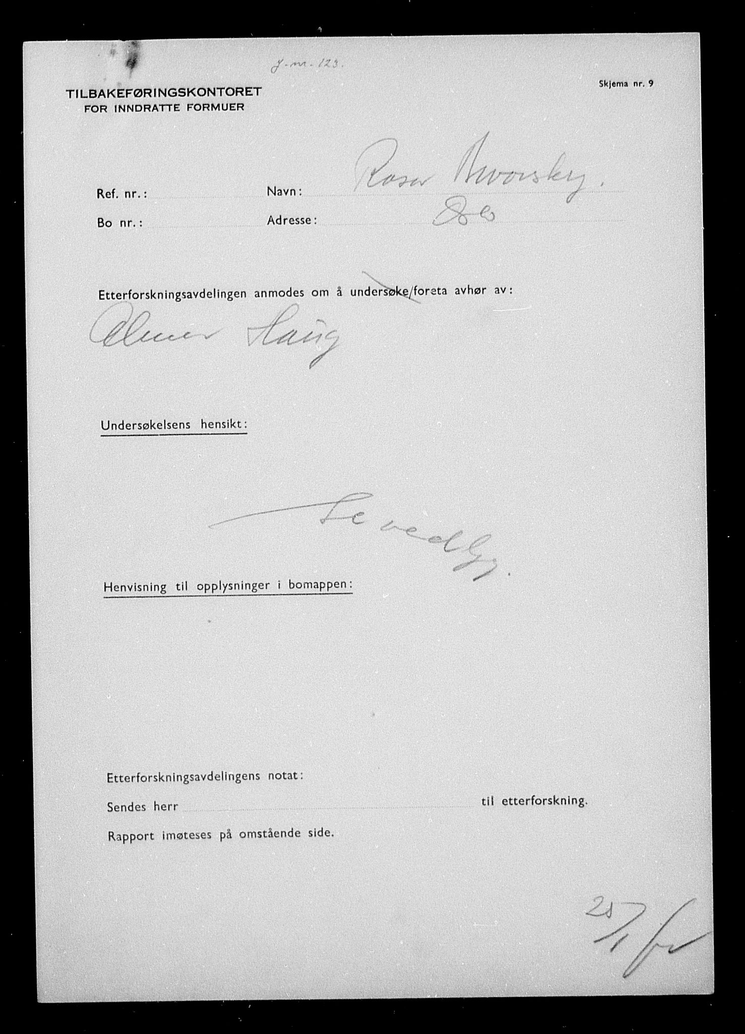 Justisdepartementet, Tilbakeføringskontoret for inndratte formuer, AV/RA-S-1564/H/Hc/Hcc/L0932: --, 1945-1947, p. 14