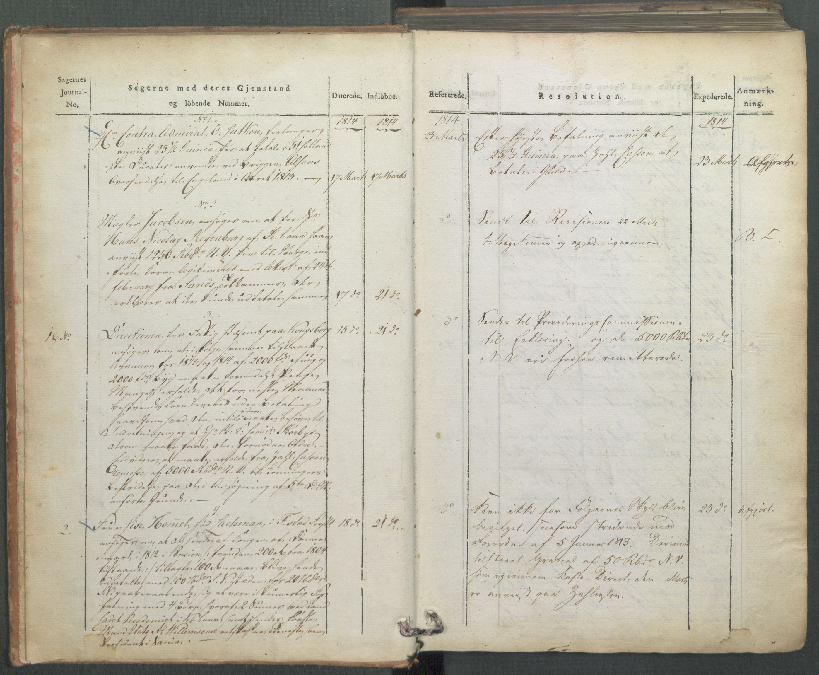 Departementene i 1814, RA/S-3899/Fa/L0008: 1. byrå - Journal B, 1814, p. 3