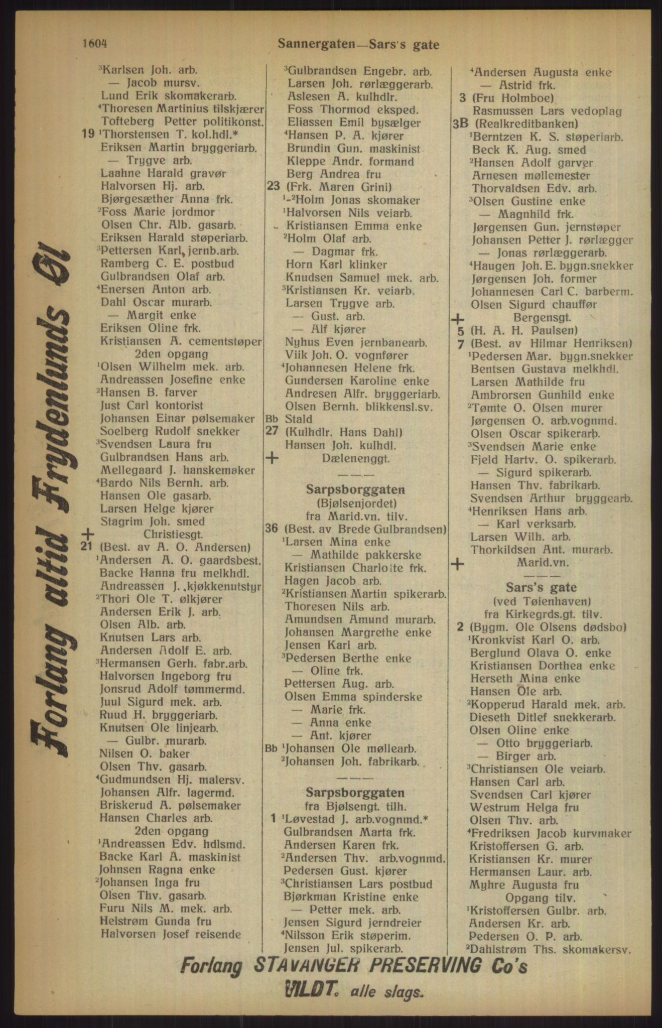 Kristiania/Oslo adressebok, PUBL/-, 1915, p. 1604