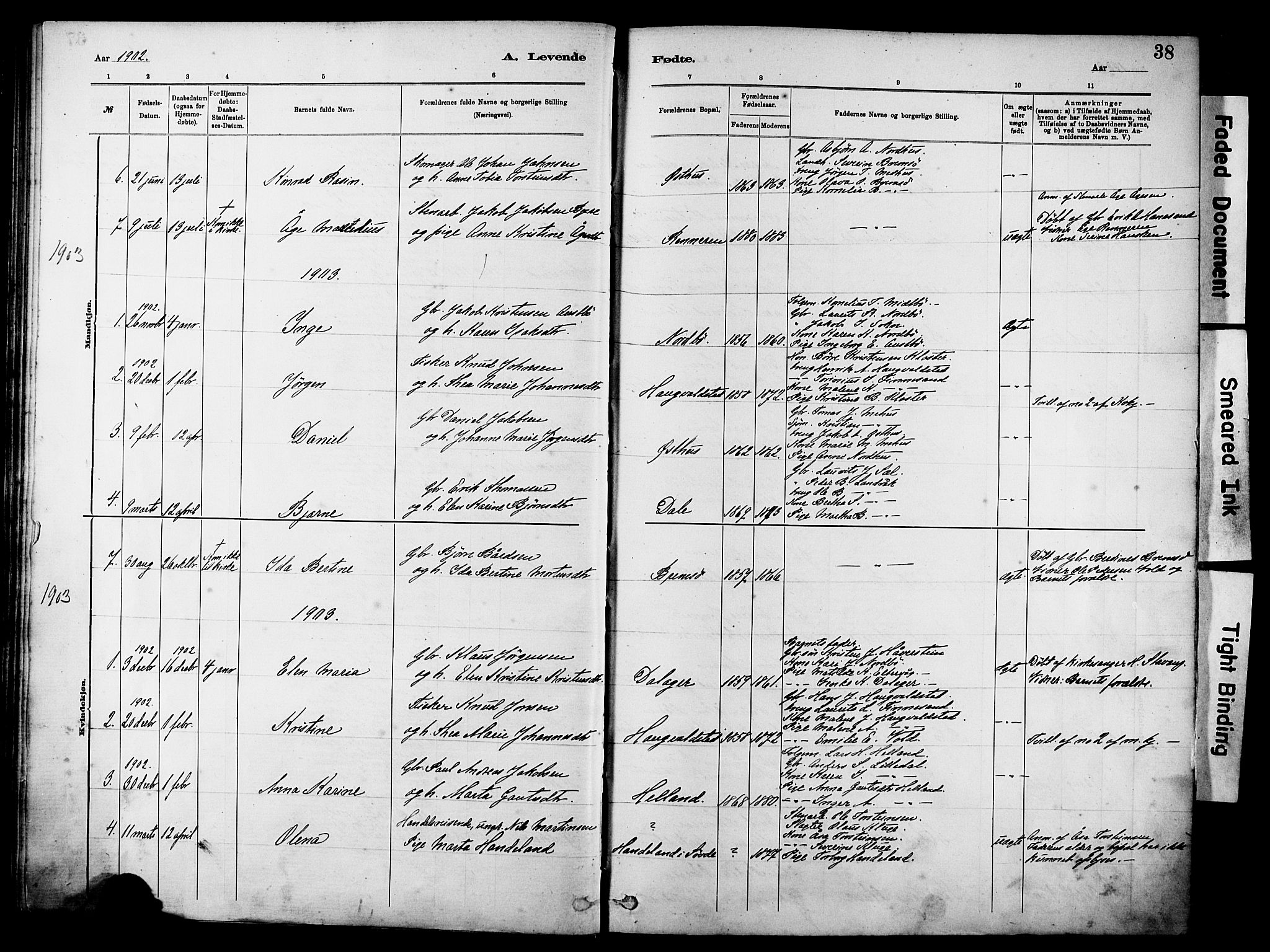 Rennesøy sokneprestkontor, SAST/A -101827/H/Ha/Haa/L0012: Parish register (official) no. A 13, 1885-1917, p. 38