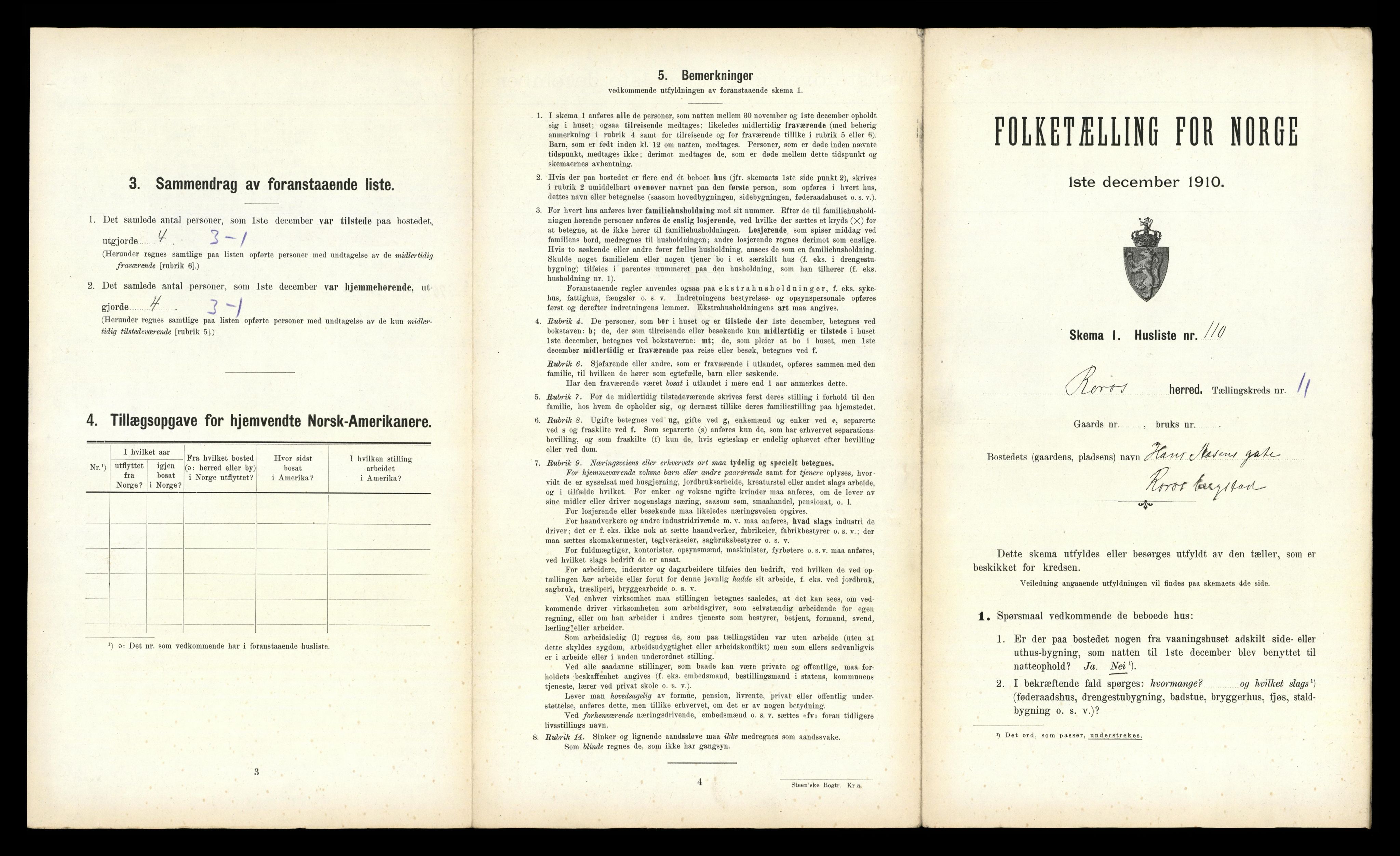 RA, 1910 census for Røros, 1910, p. 1615