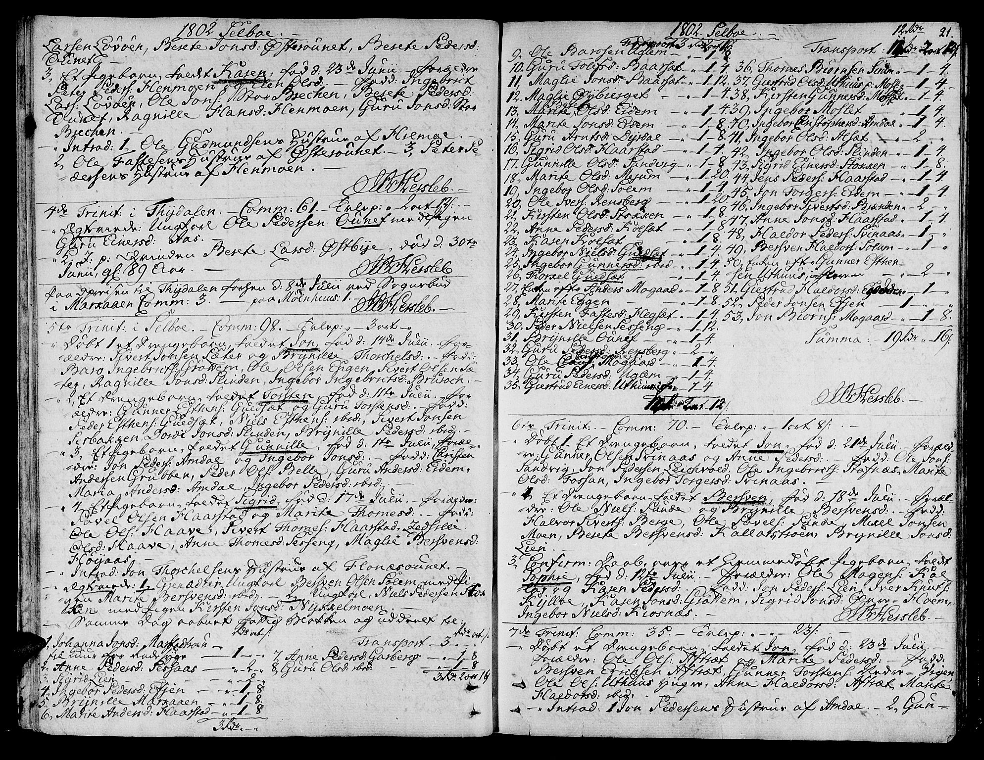 Ministerialprotokoller, klokkerbøker og fødselsregistre - Sør-Trøndelag, SAT/A-1456/695/L1140: Parish register (official) no. 695A03, 1801-1815, p. 21