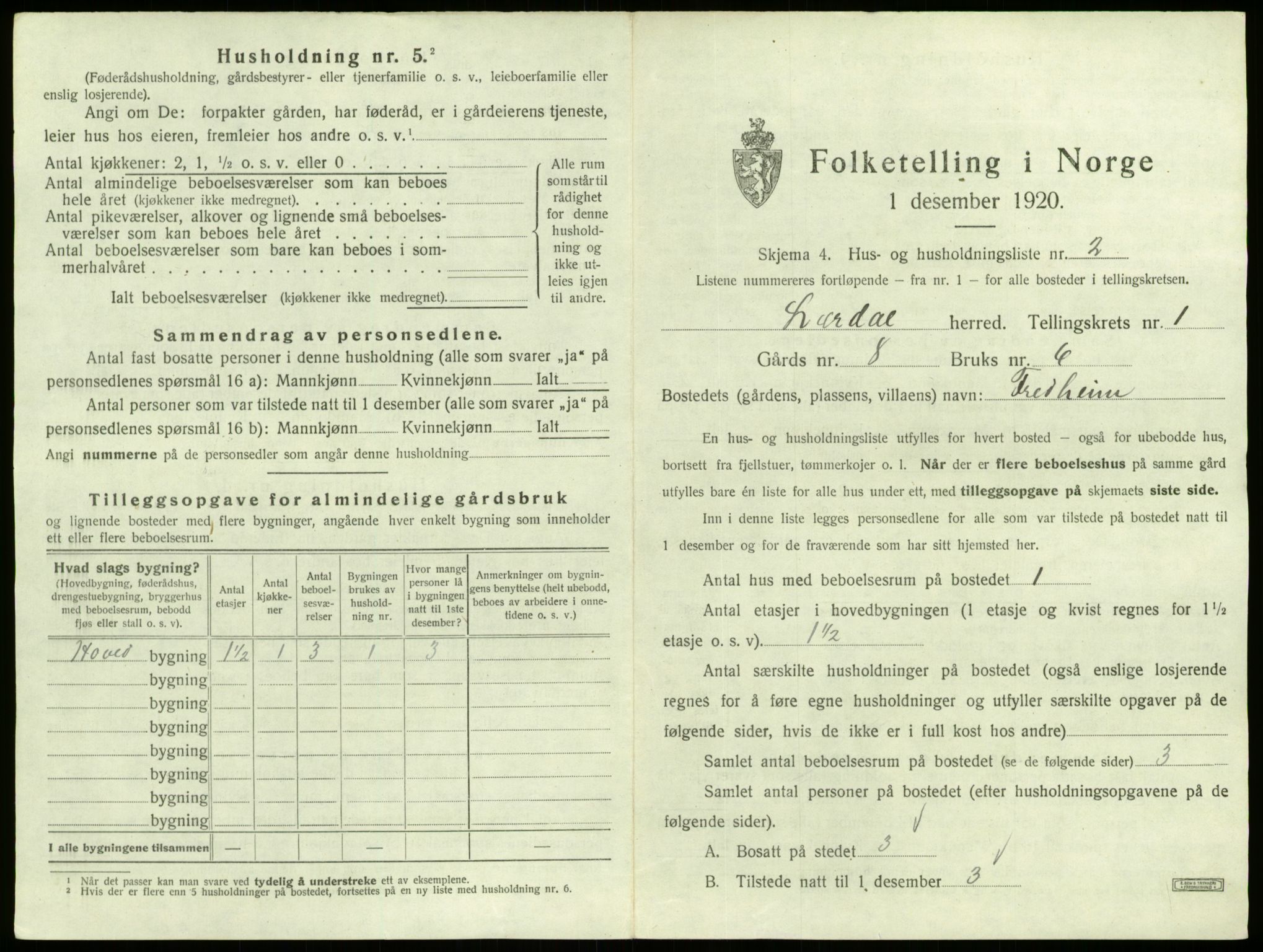 SAB, 1920 census for Lærdal, 1920, p. 39