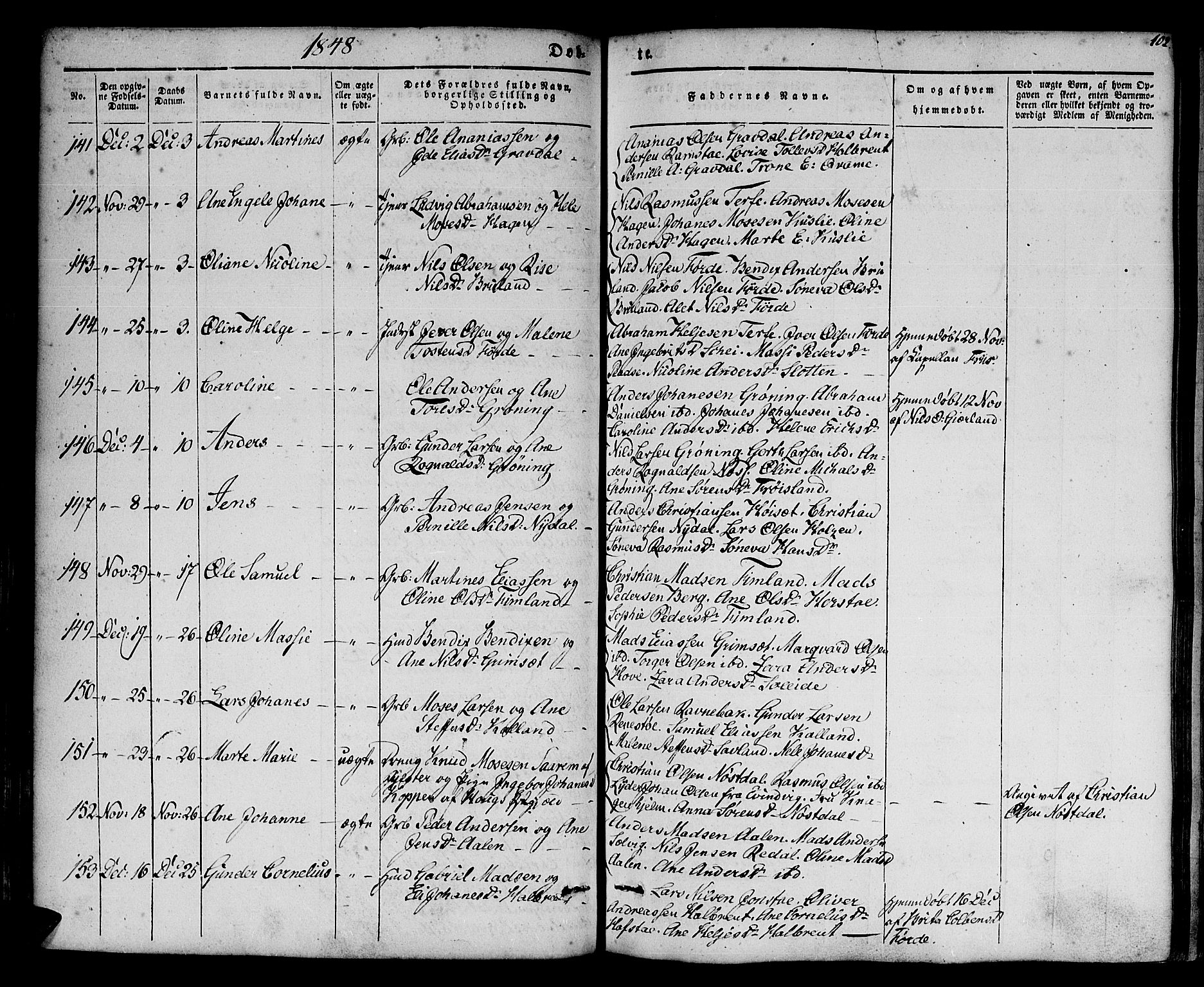 Førde sokneprestembete, SAB/A-79901/H/Haa/Haaa/L0007: Parish register (official) no. A 7, 1843-1860, p. 102