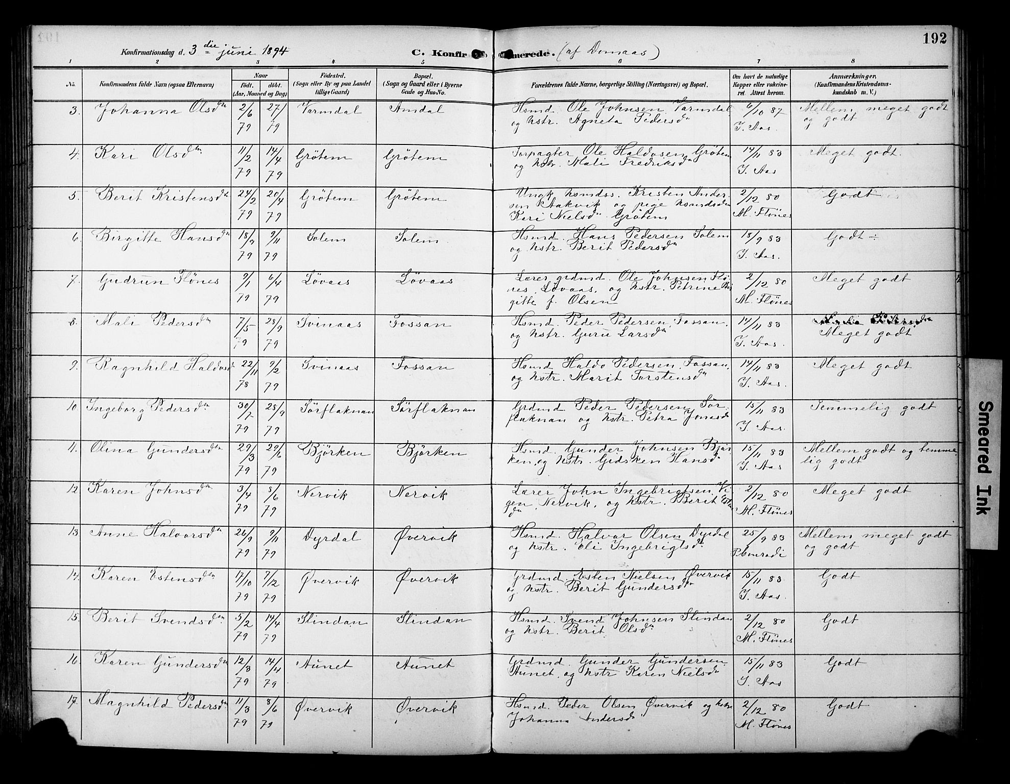 Ministerialprotokoller, klokkerbøker og fødselsregistre - Sør-Trøndelag, AV/SAT-A-1456/695/L1149: Parish register (official) no. 695A09, 1891-1902, p. 192